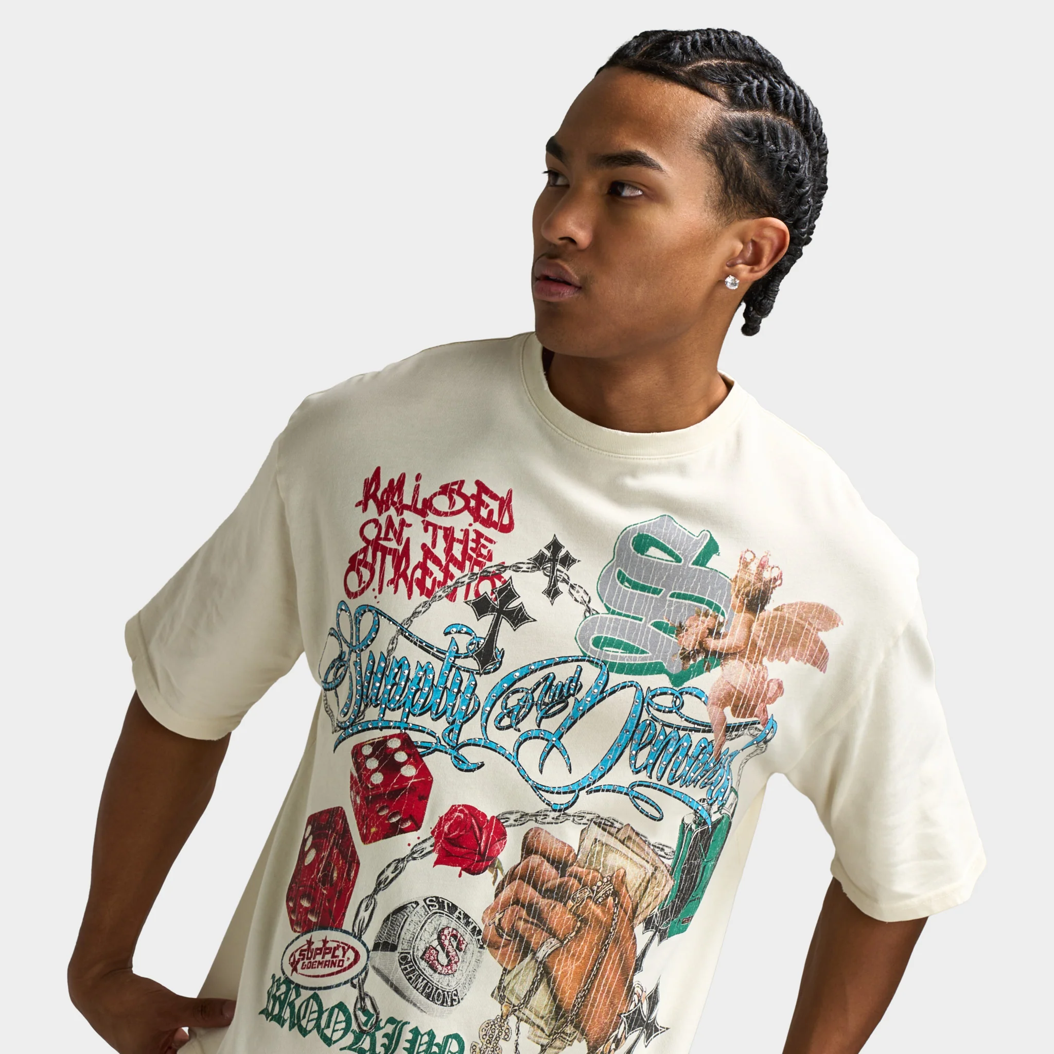 Supply & Demand Motley Graphic T- Shirt / Egret - Image 5