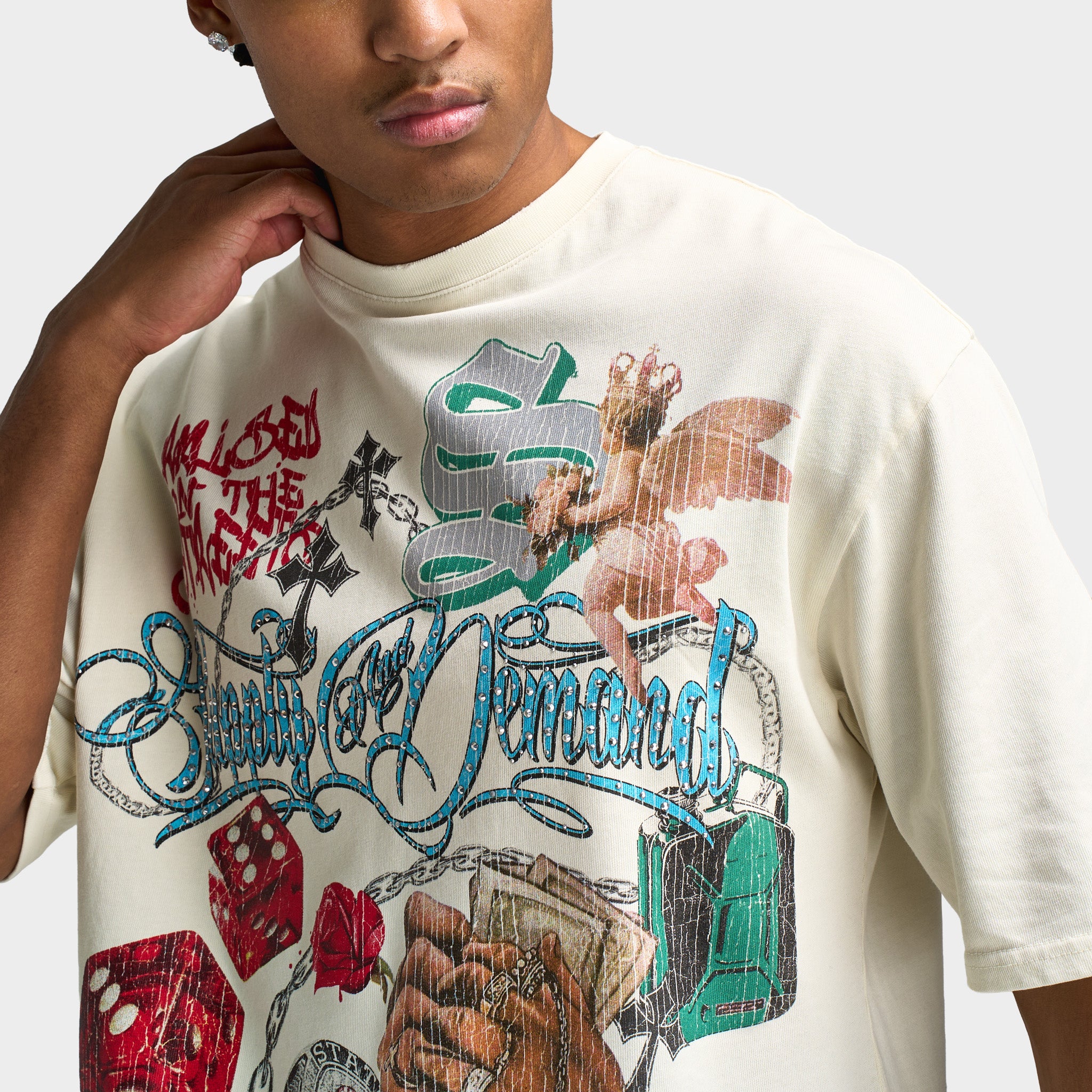 Supply & Demand Motley Graphic T- Shirt / Egret - Image 6