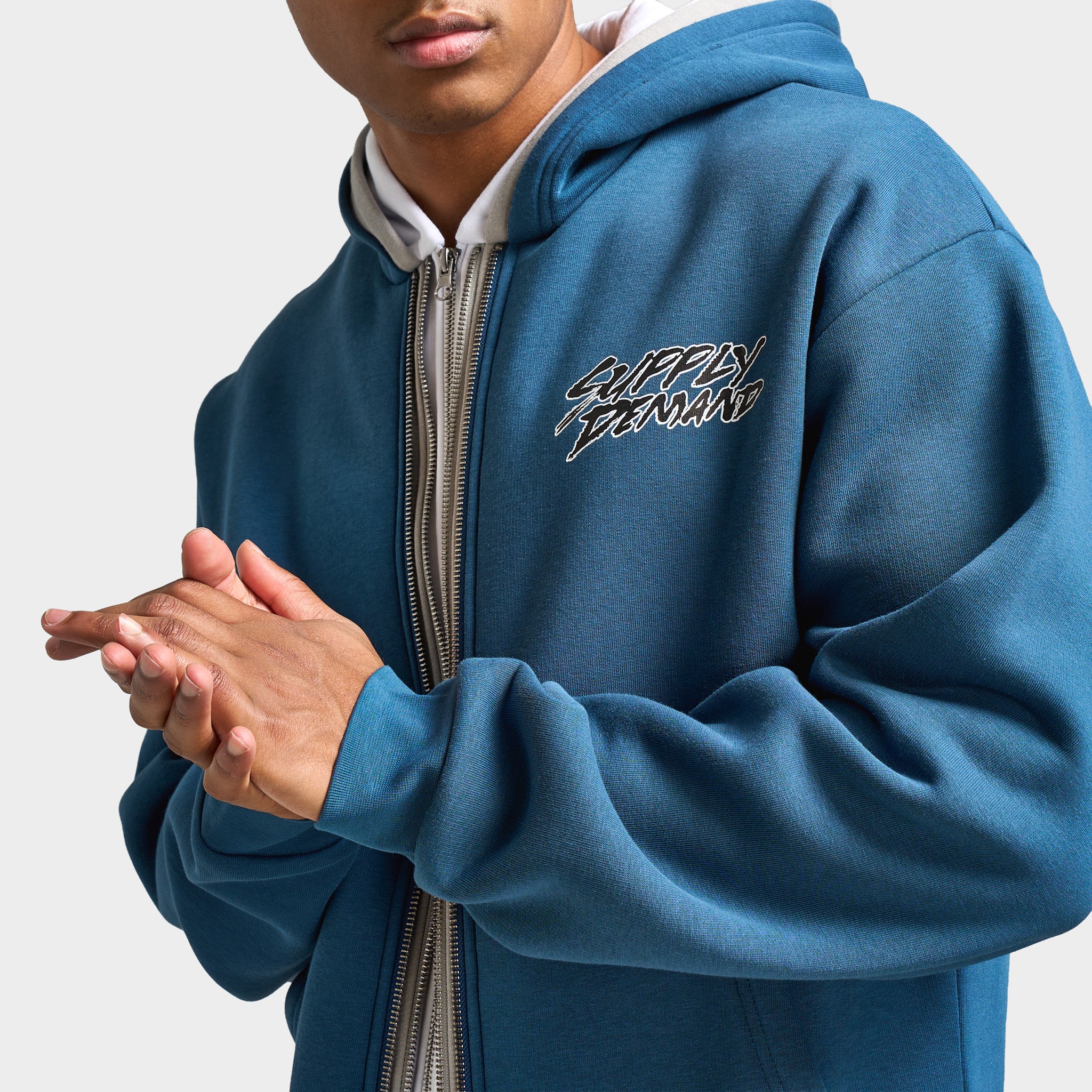 Supply & Demand Tripple Zip-Up Hoodie / Dark Denim - Image 4