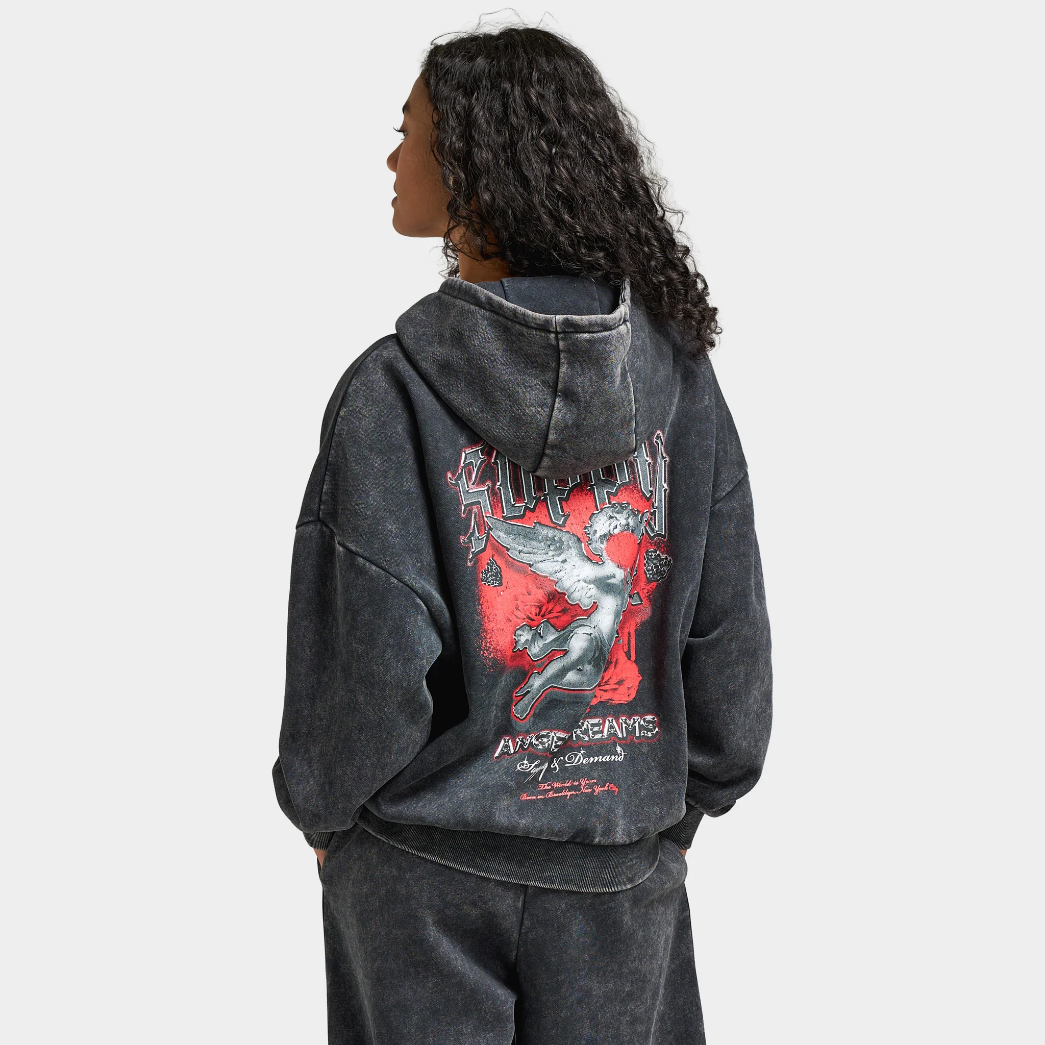 Supply & Demand Women's Angel Dream Fullzip Hoodie / Washed Black - Image 2