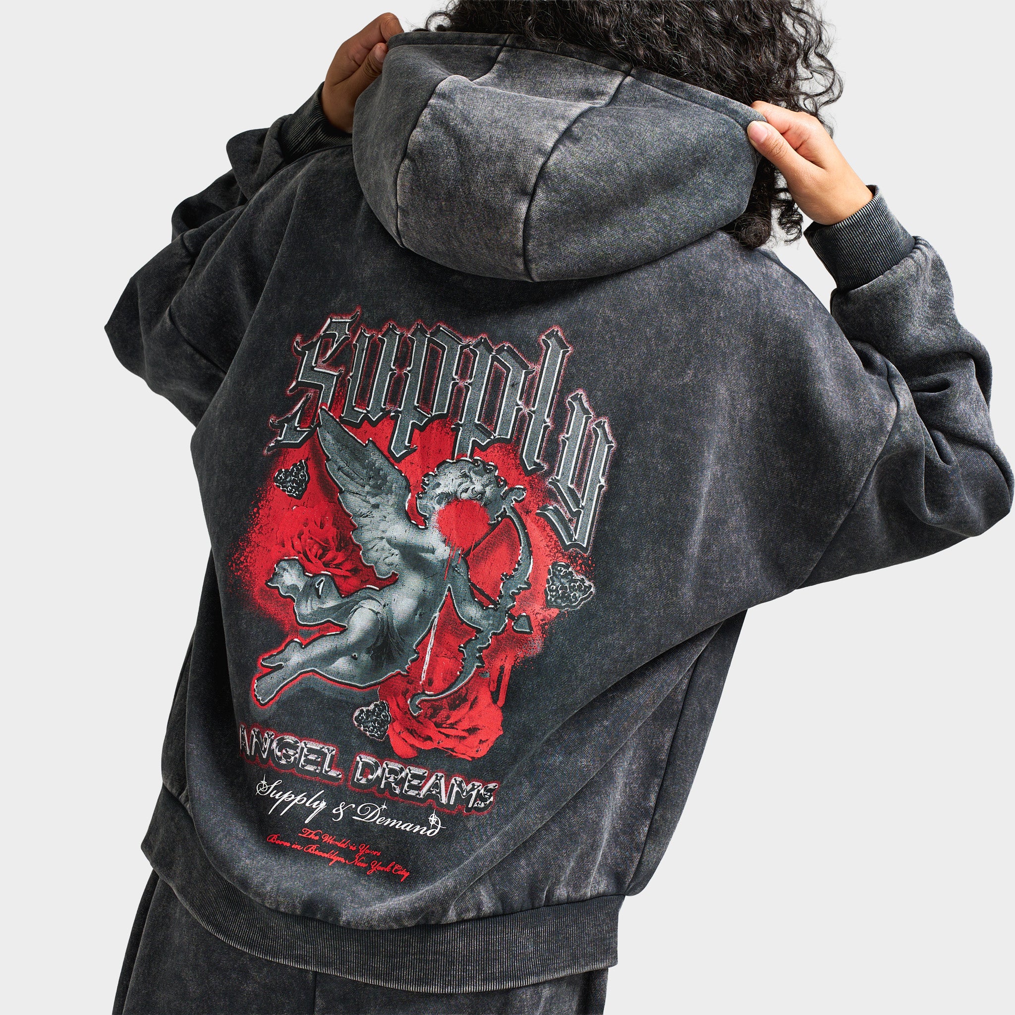 Supply & Demand Women's Angel Dream Fullzip Hoodie / Washed Black - Image 4