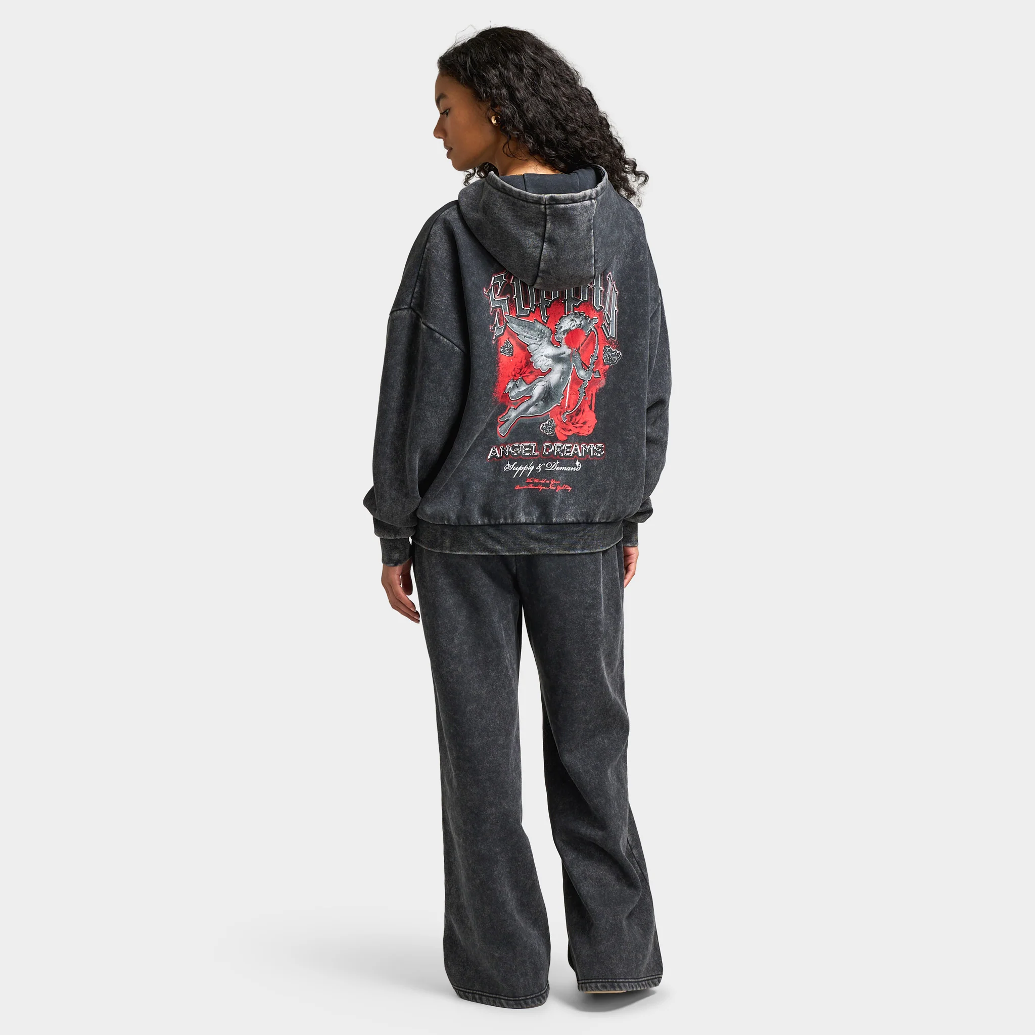Supply & Demand Women's Angel Dream Fullzip Hoodie / Washed Black - Image 5