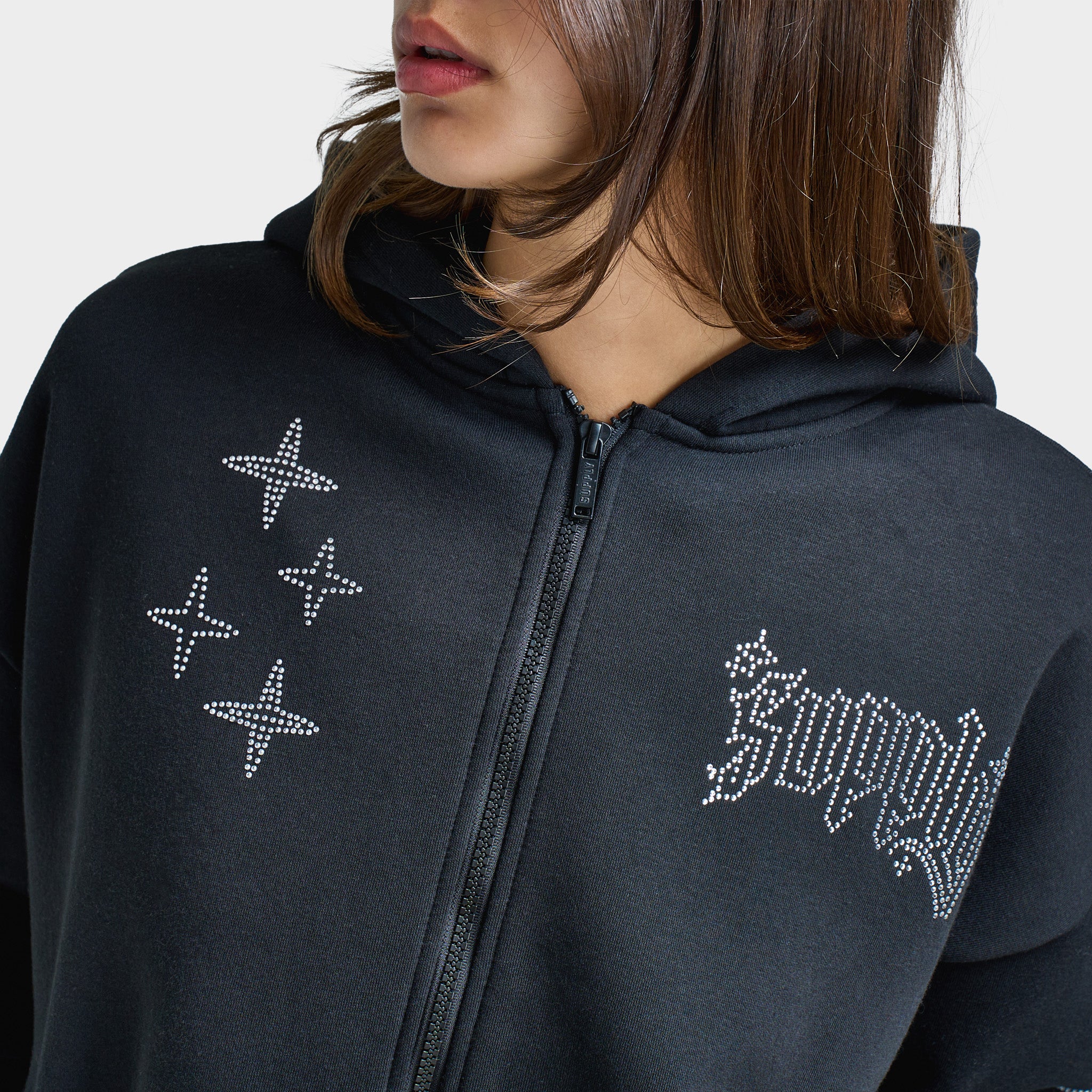 Supply & Demand Women's Kella Cropped Fullzip Hoodie / Black - Image 3