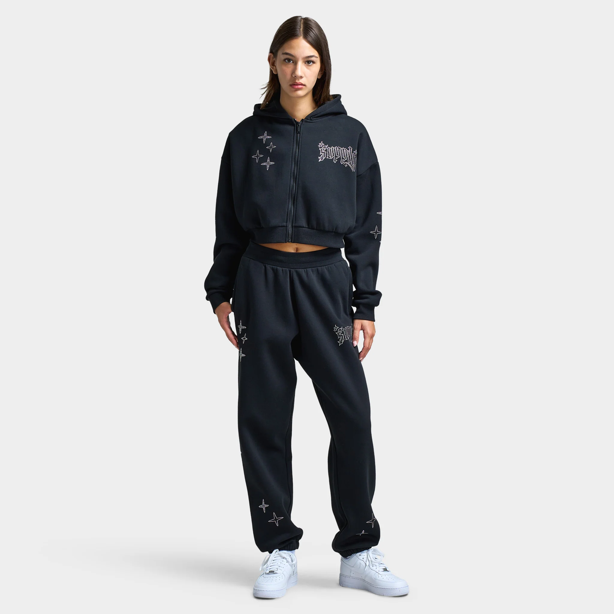 Supply & Demand Women's Kella Cropped Fullzip Hoodie / Black - Image 6