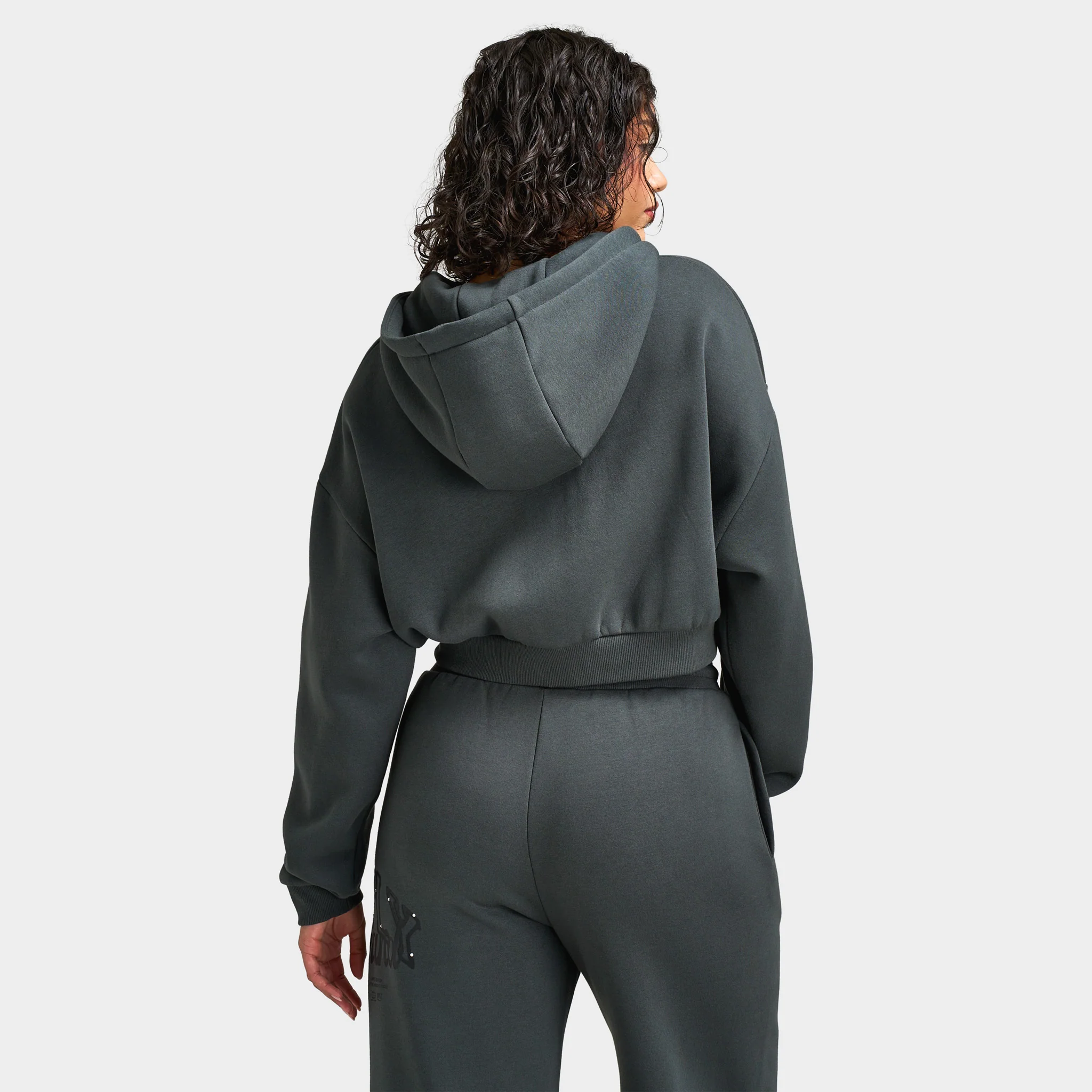 Supply & Demand Women's Spray Boxy Hoodie / Dark Grey With Diamantes - Image 2