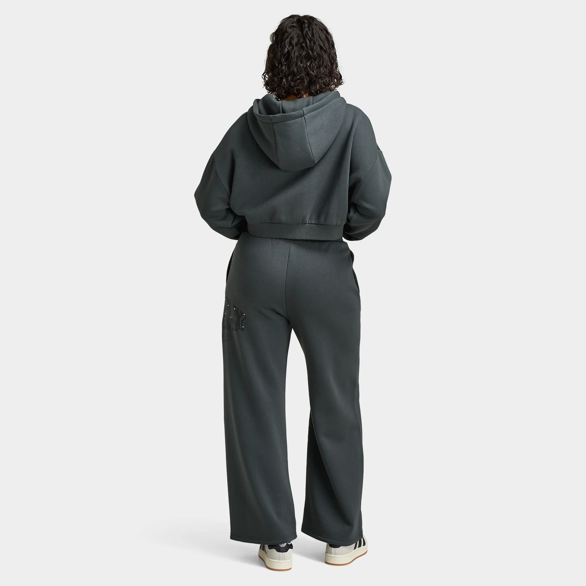 Supply & Demand Women's Spray Boxy Hoodie / Dark Grey With Diamantes - Image 5