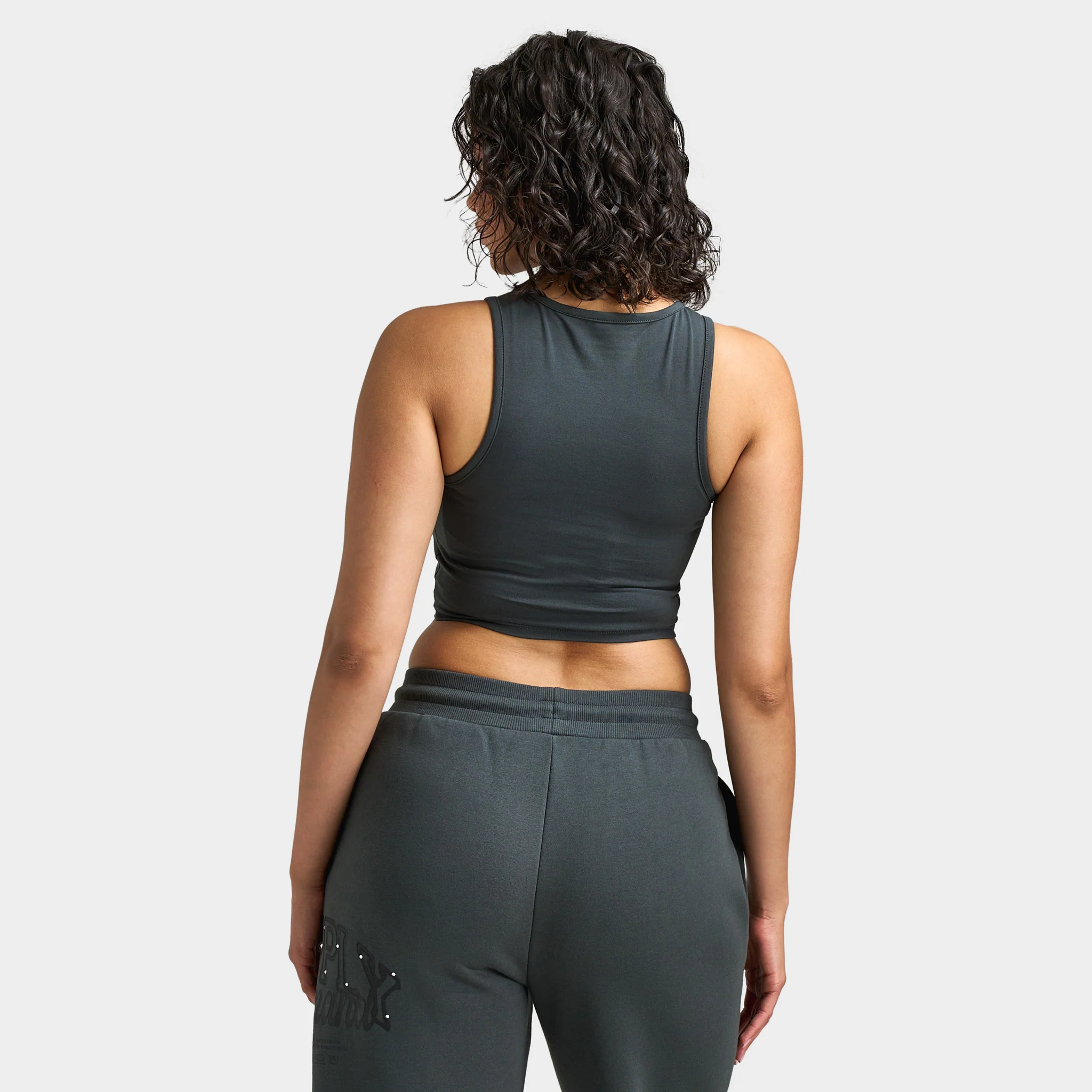 Supply & Demand Women's Spray Tank / Dark Grey With Diamantes - Image 2