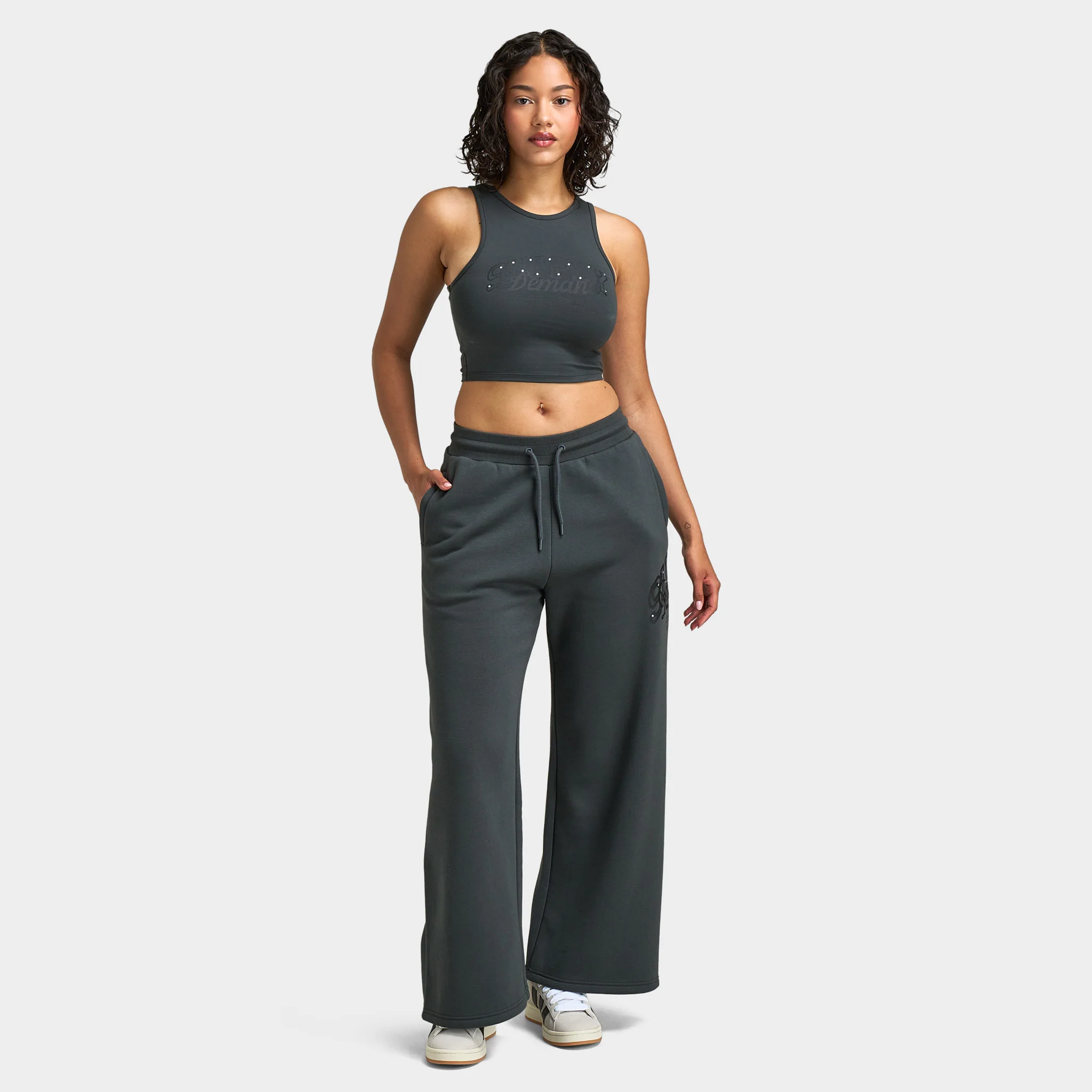 Supply & Demand Women's Spray Tank / Dark Grey With Diamantes - Image 6
