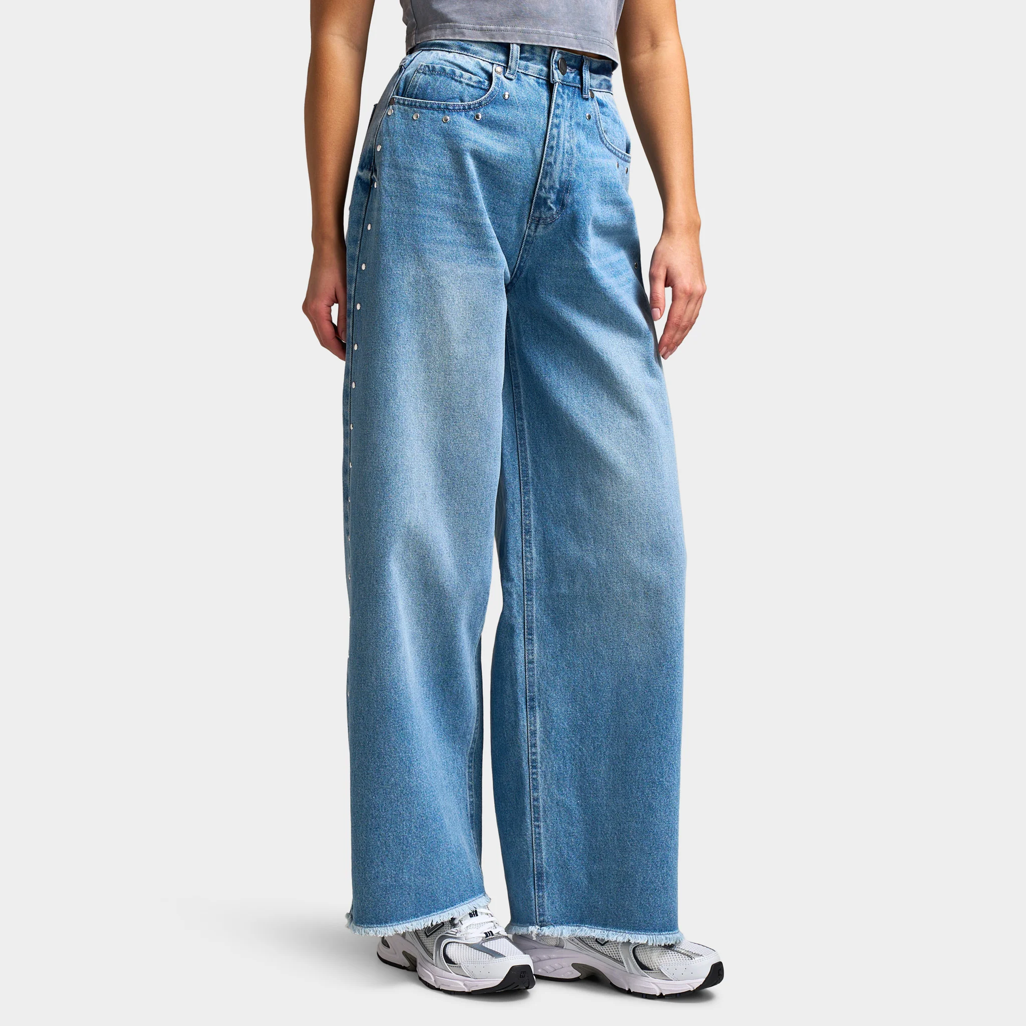 Supply & Demand Women's Stud Wide Leg Jeans / Mid Wash - Image 5