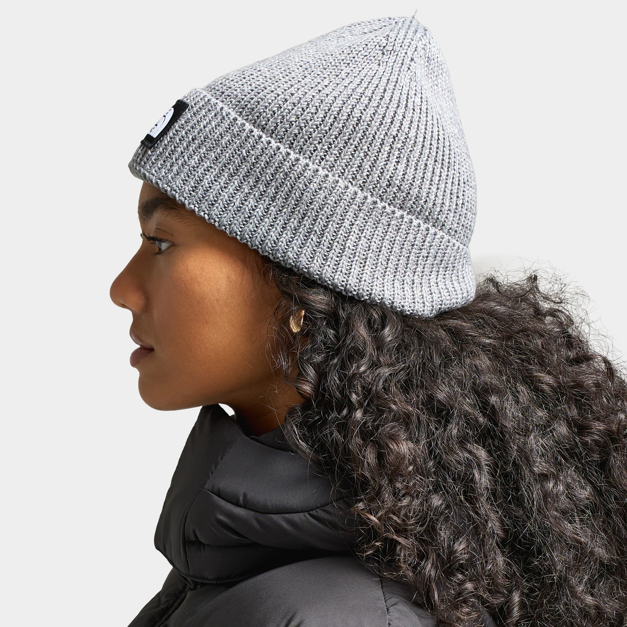 The North Face Logo Box Cuffed Beanie / TNF Heather Grey - Image 2