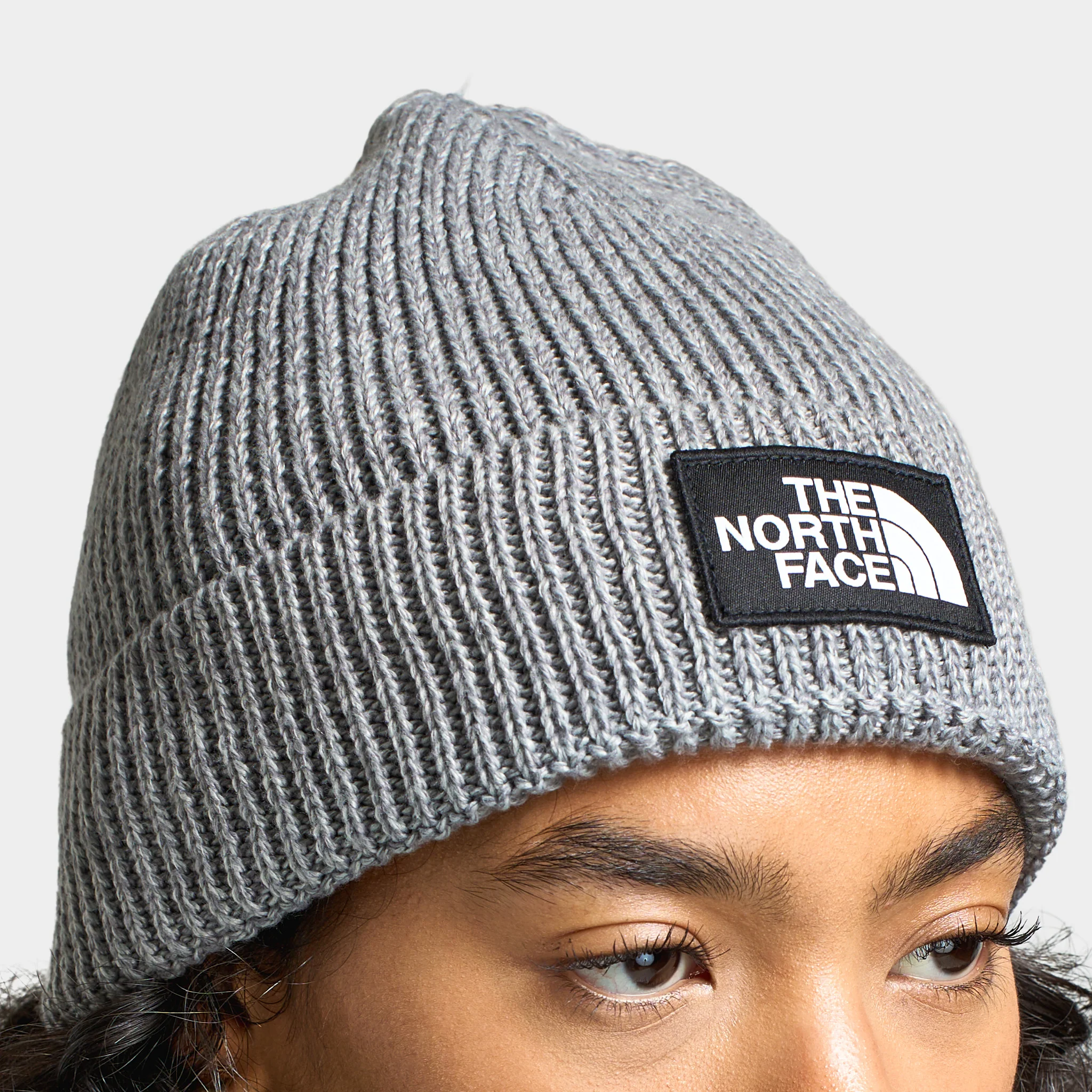 The North Face Logo Box Cuffed Beanie / TNF Heather Grey - Image 4