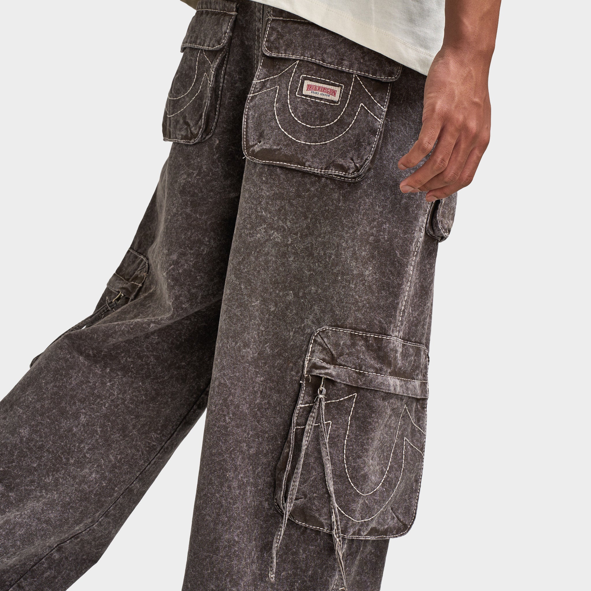 True Religion Big T Fashion Cargo Pant / Brown Acid Wash - Image 3