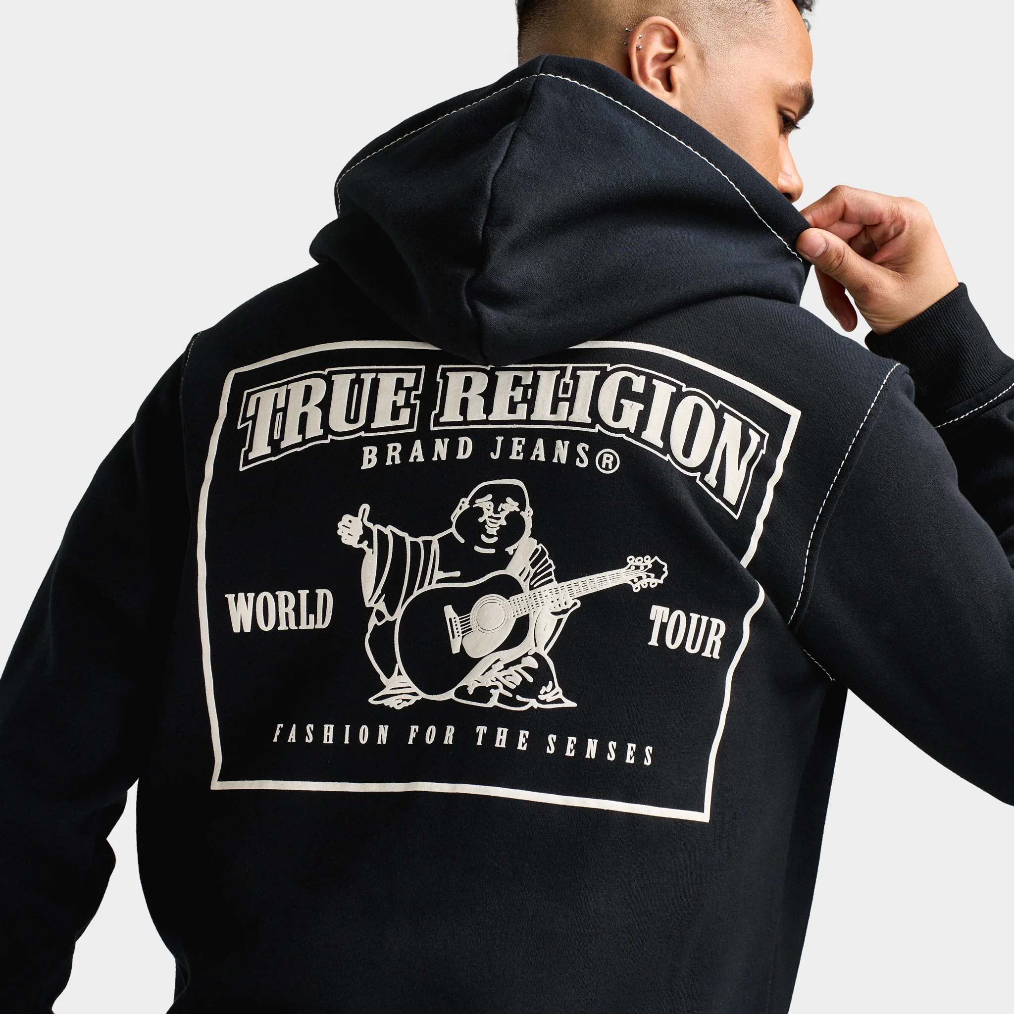 True Religion Big T Full-Zip Hoodie / Jet Black - Image 4