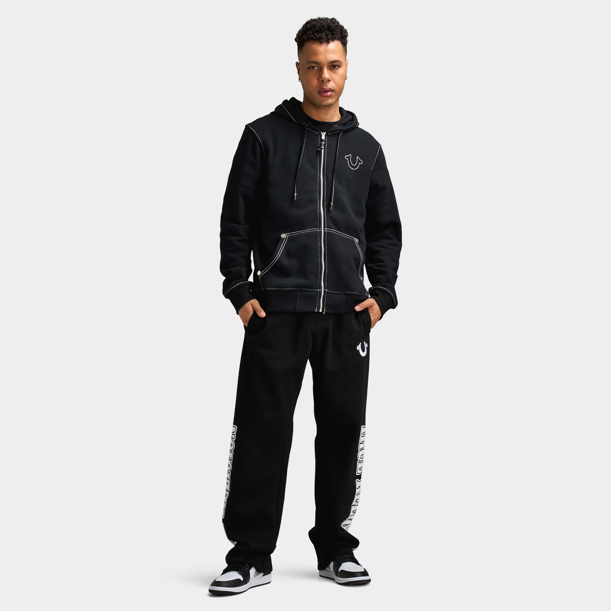 True Religion Big T Full-Zip Hoodie / Jet Black - Image 5