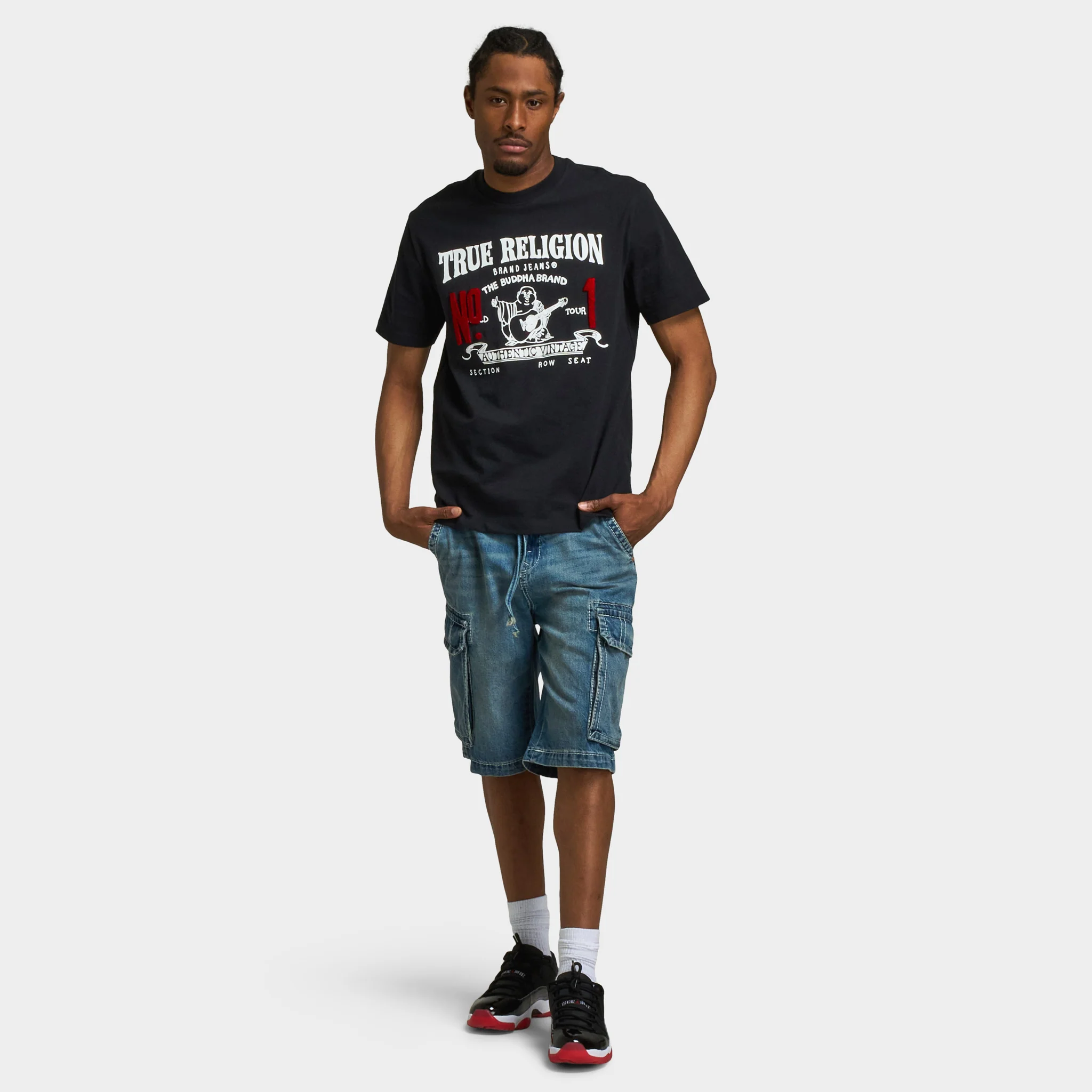 True Religion Big T Vinny Medium Wash Cargo Shorts / Blue Legend - Image 6