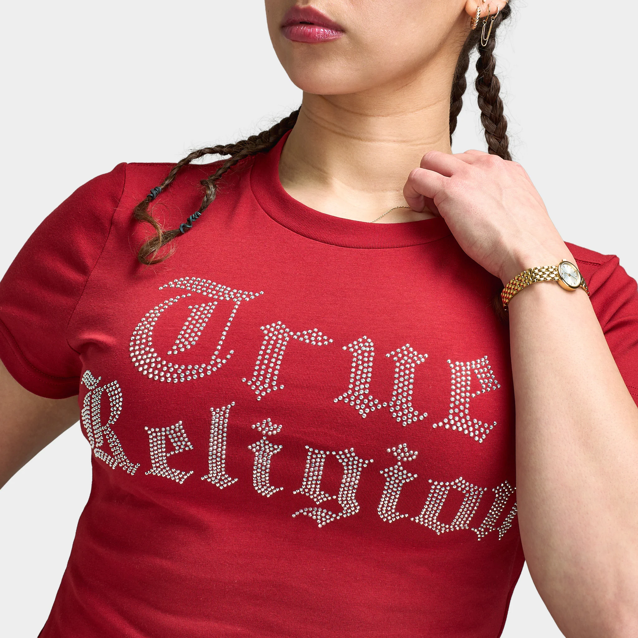 True Religion Crystal True Religion Baby Tee / Red Dahlia - Image 3