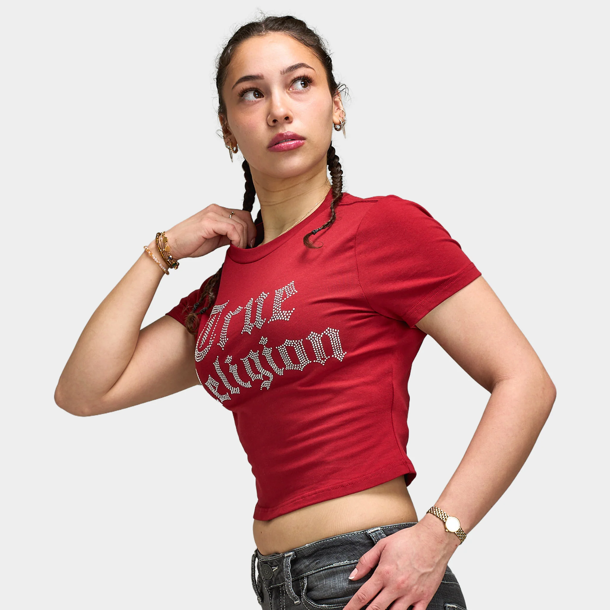 True Religion Crystal True Religion Baby Tee / Red Dahlia - Image 4