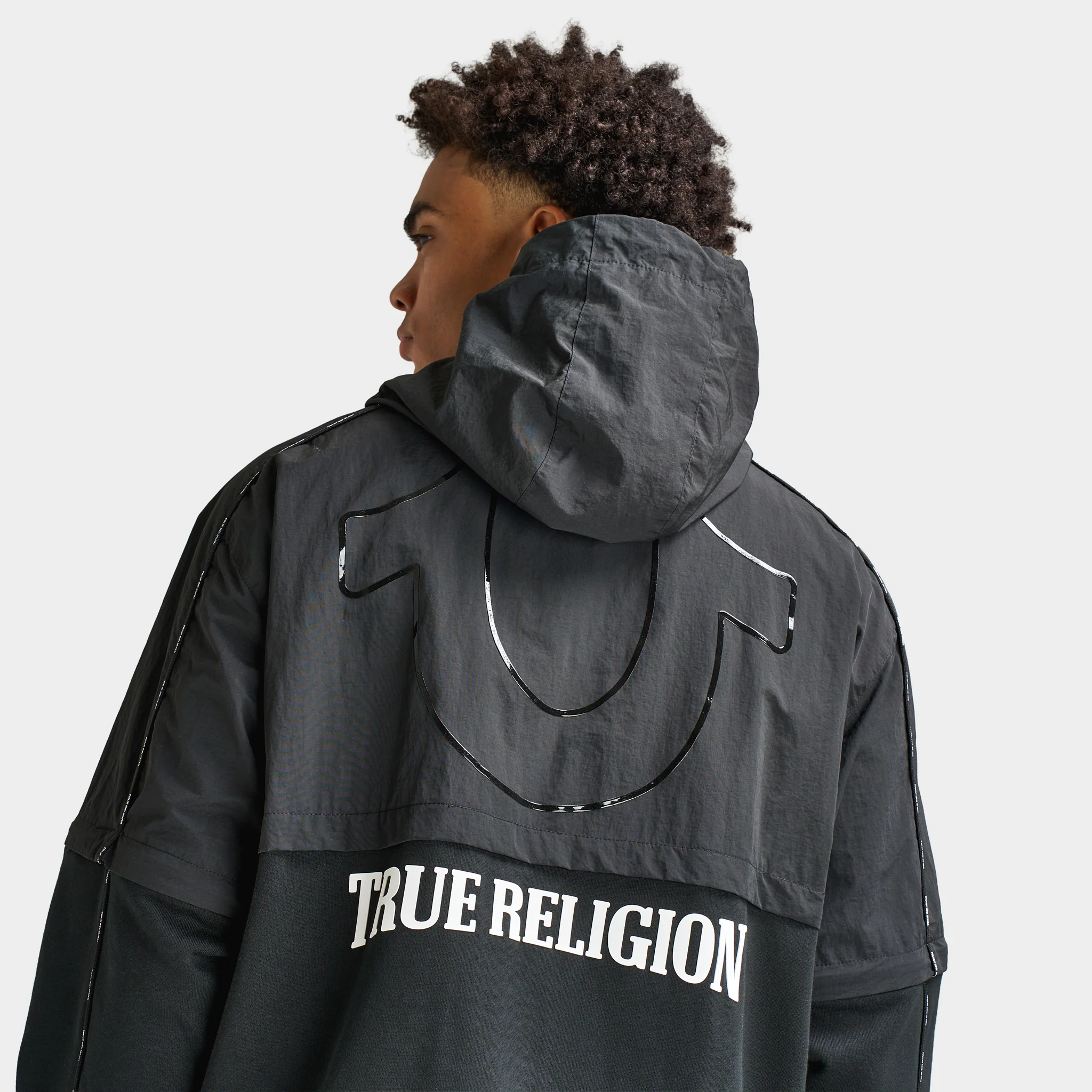 True Religion Nylon Fleece Zip Off Jacket / Jet Black - Image 5