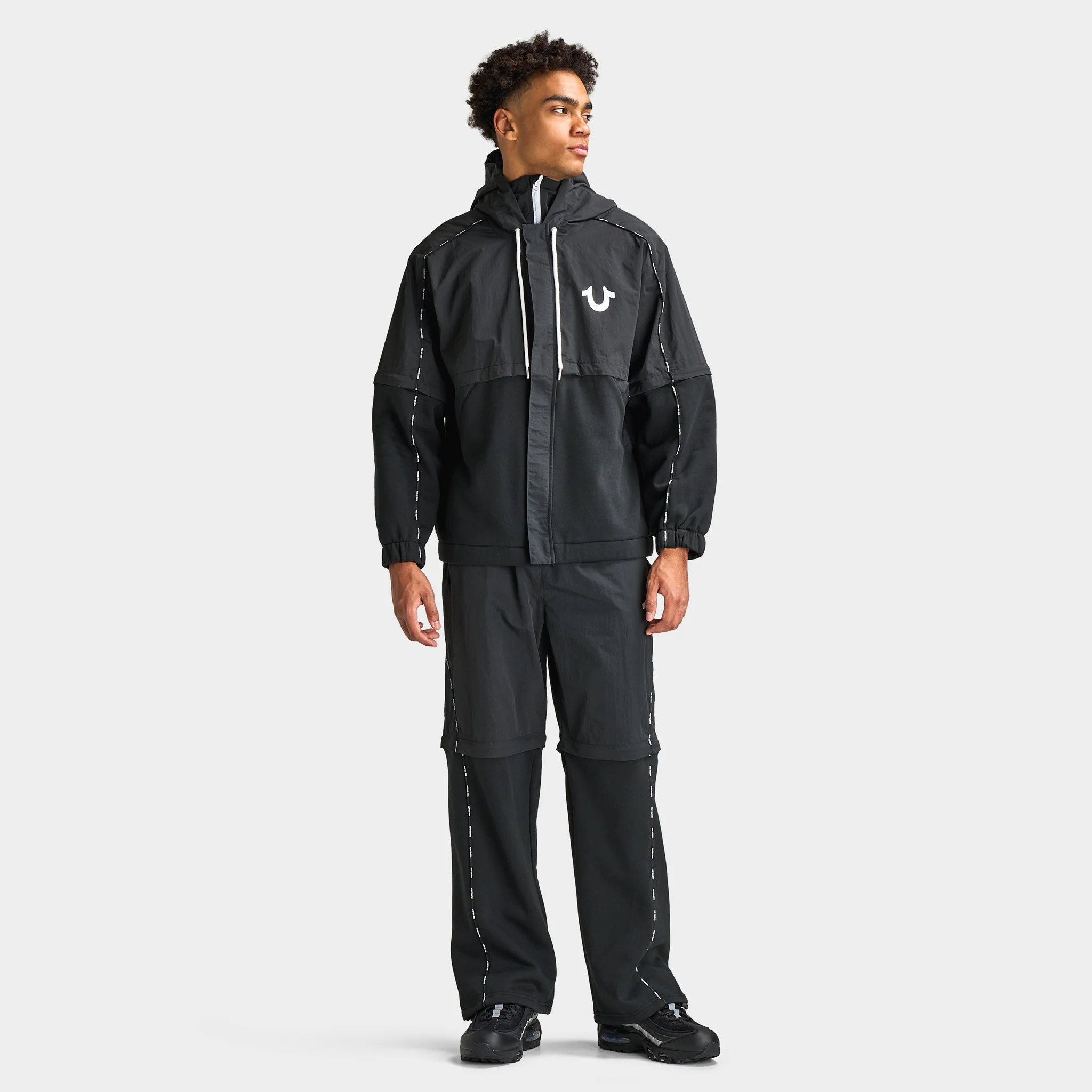 True Religion Nylon Fleece Zip Off Jacket / Jet Black - Image 7