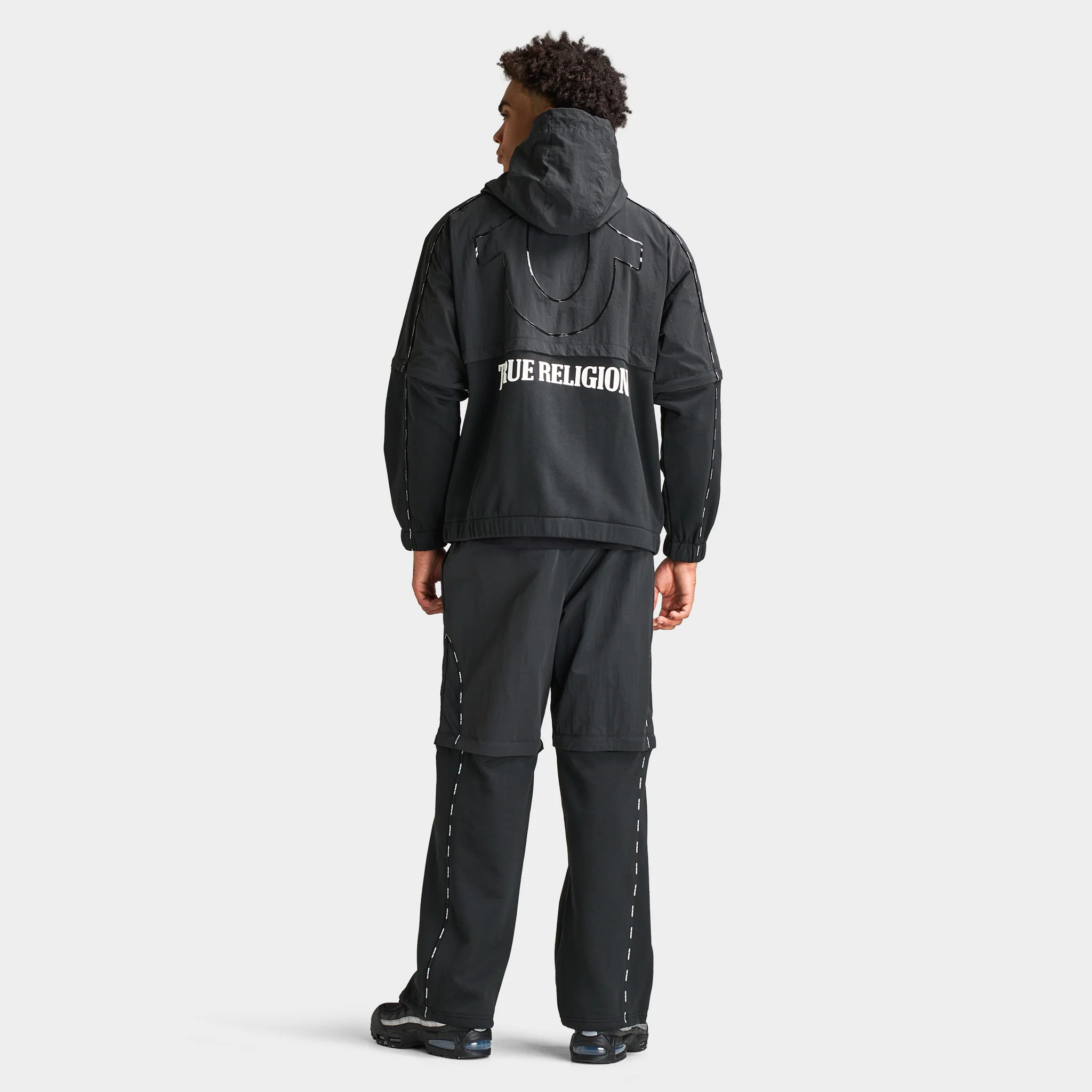 True Religion Nylon Fleece Zip Off Jacket / Jet Black - Image 8