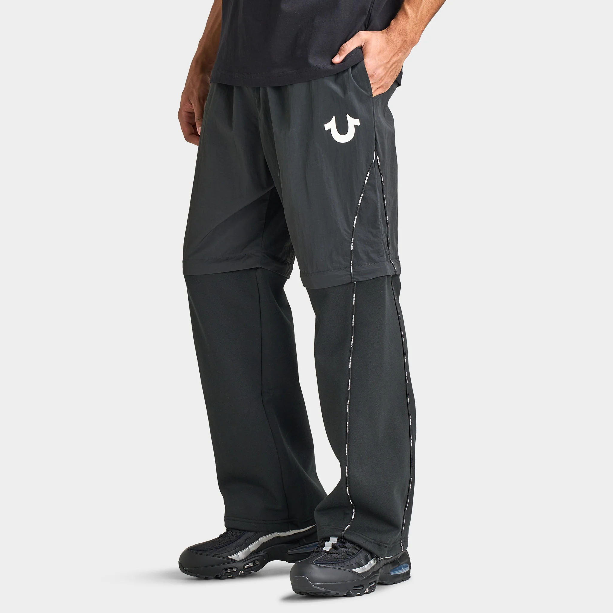 True Religion Nylon Fleece Zip Off Sweats / Jet Black - Image 2