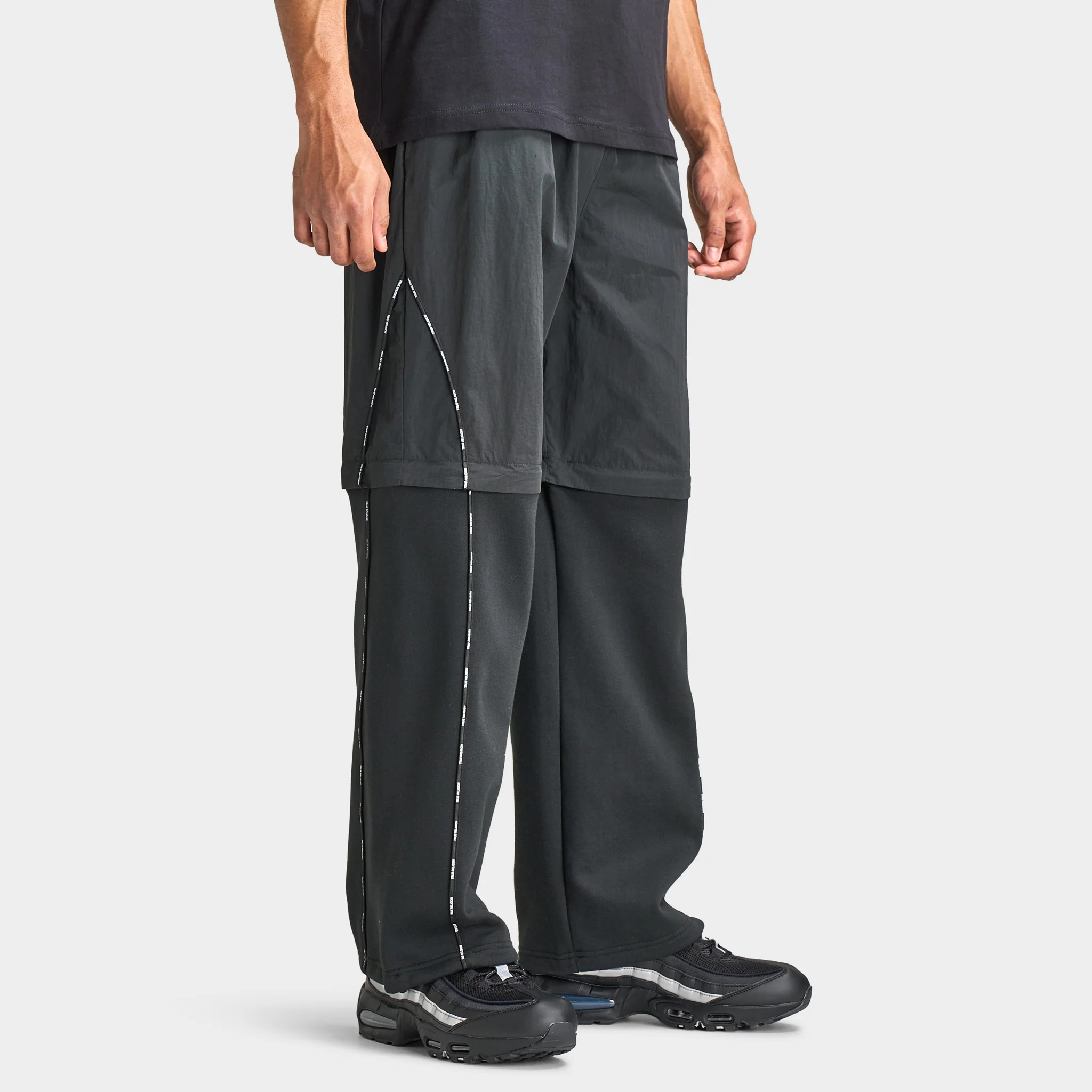 True Religion Nylon Fleece Zip Off Sweats / Jet Black - Image 3
