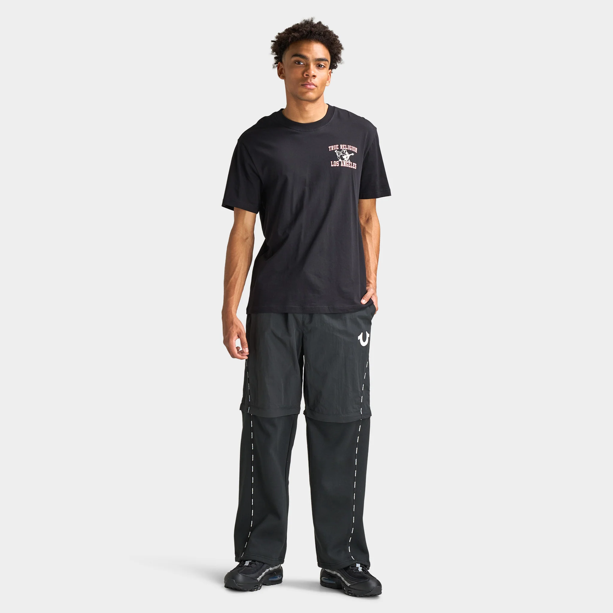 True Religion Nylon Fleece Zip Off Sweats / Jet Black - Image 9