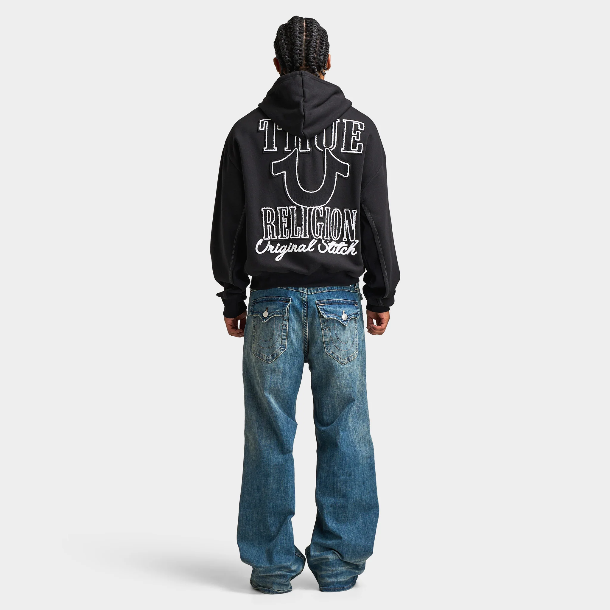 True Religion Rib Stitch Dept Zip Hoodie / Black - Image 2
