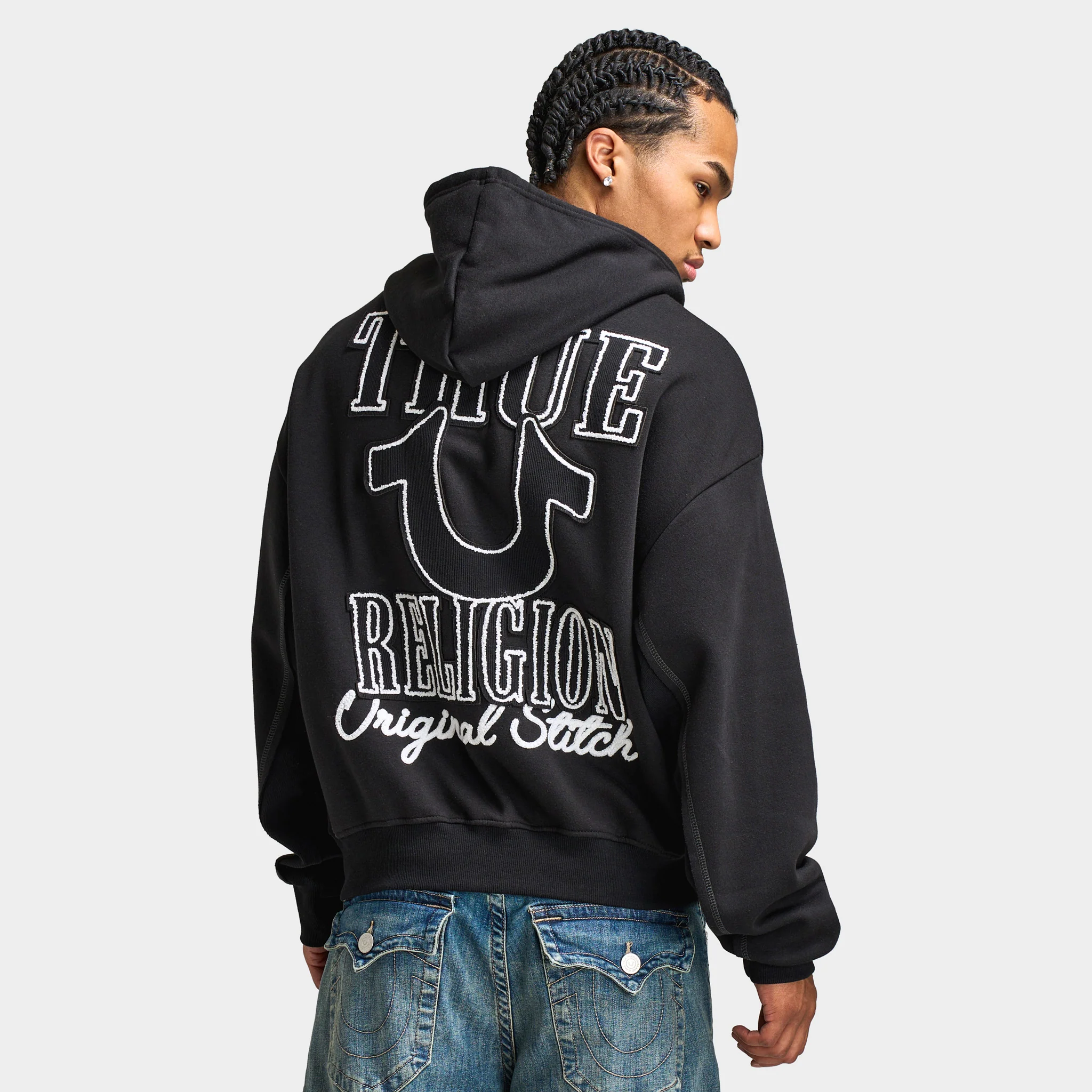 True Religion Rib Stitch Dept Zip Hoodie / Black - Image 3
