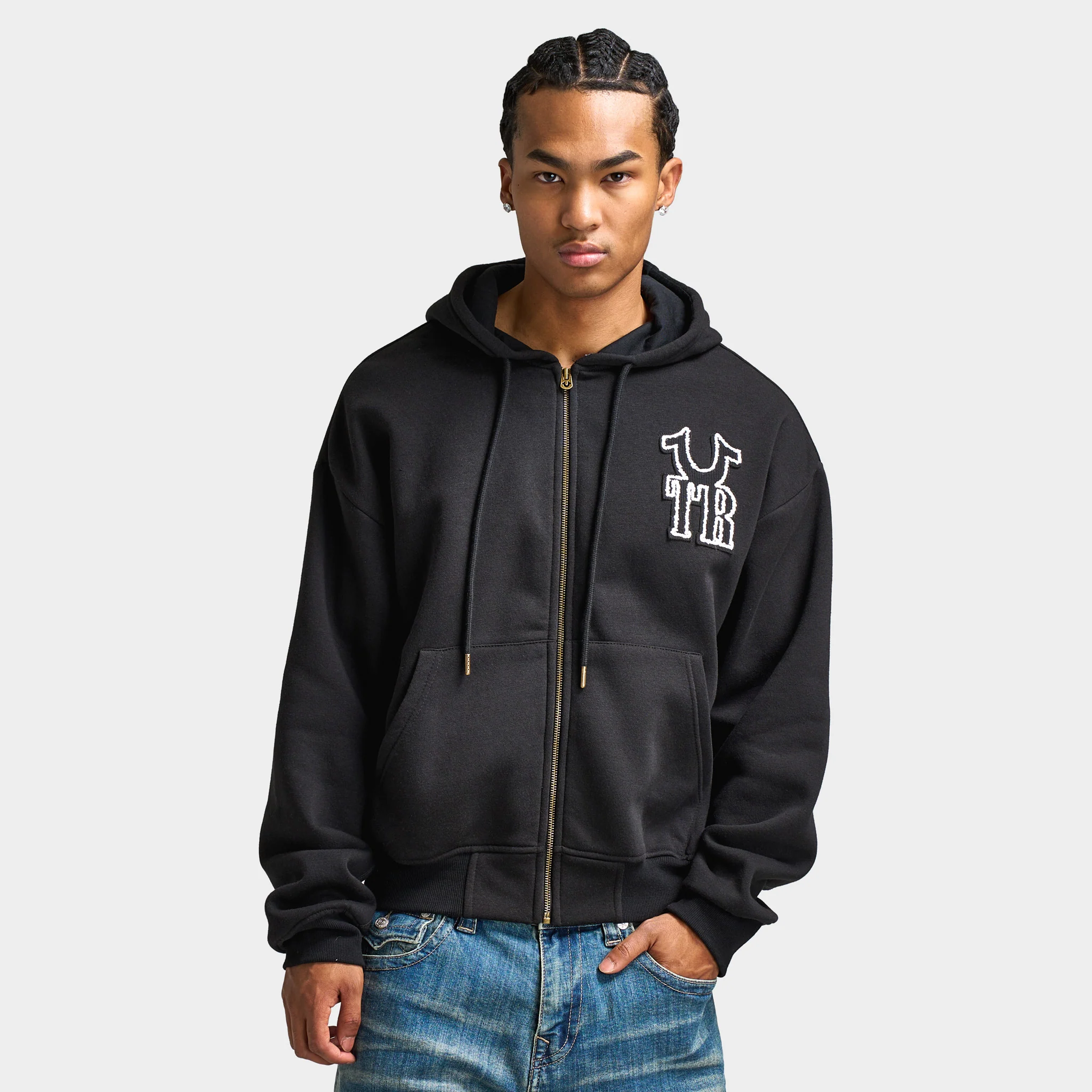 True Religion Rib Stitch Dept Zip Hoodie / Black - Image 4