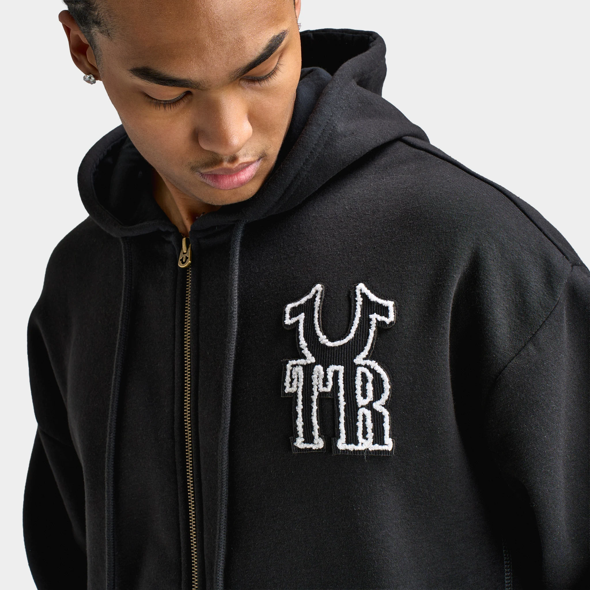 True Religion Rib Stitch Dept Zip Hoodie / Black - Image 5