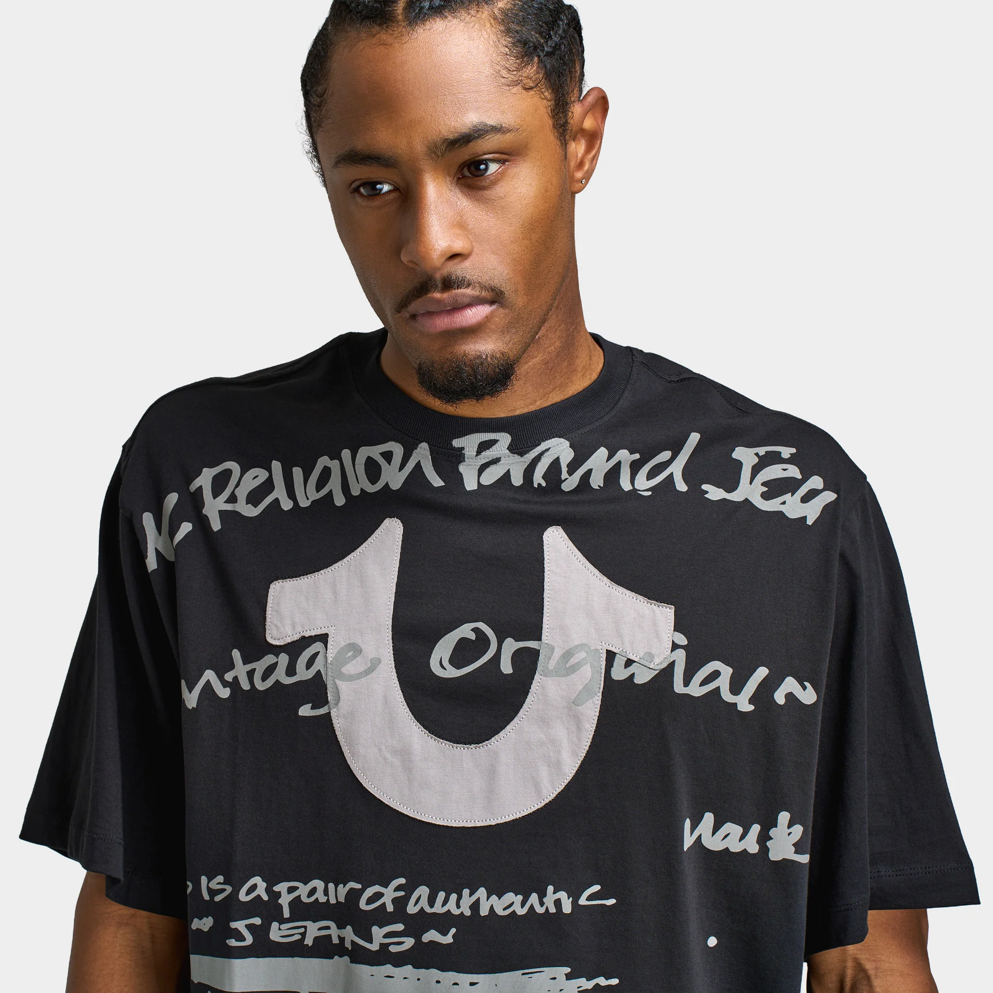 True Religion Script SS Boxy Tee / Jet Black - Image 3