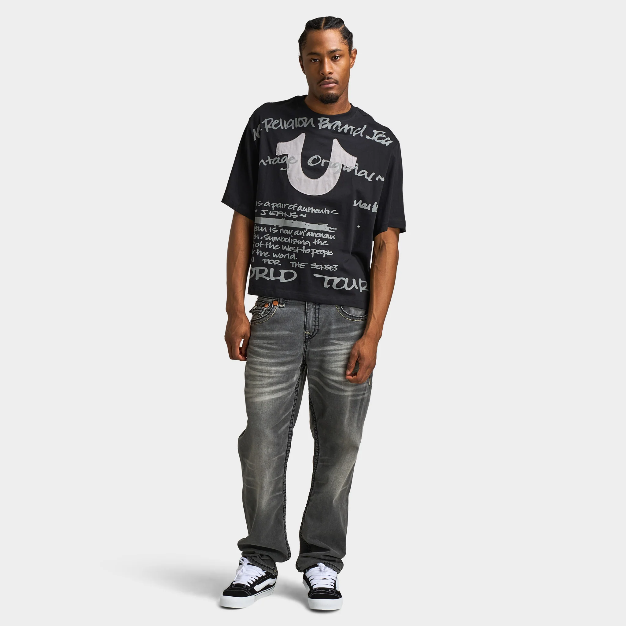 True Religion Script SS Boxy Tee / Jet Black - Image 6