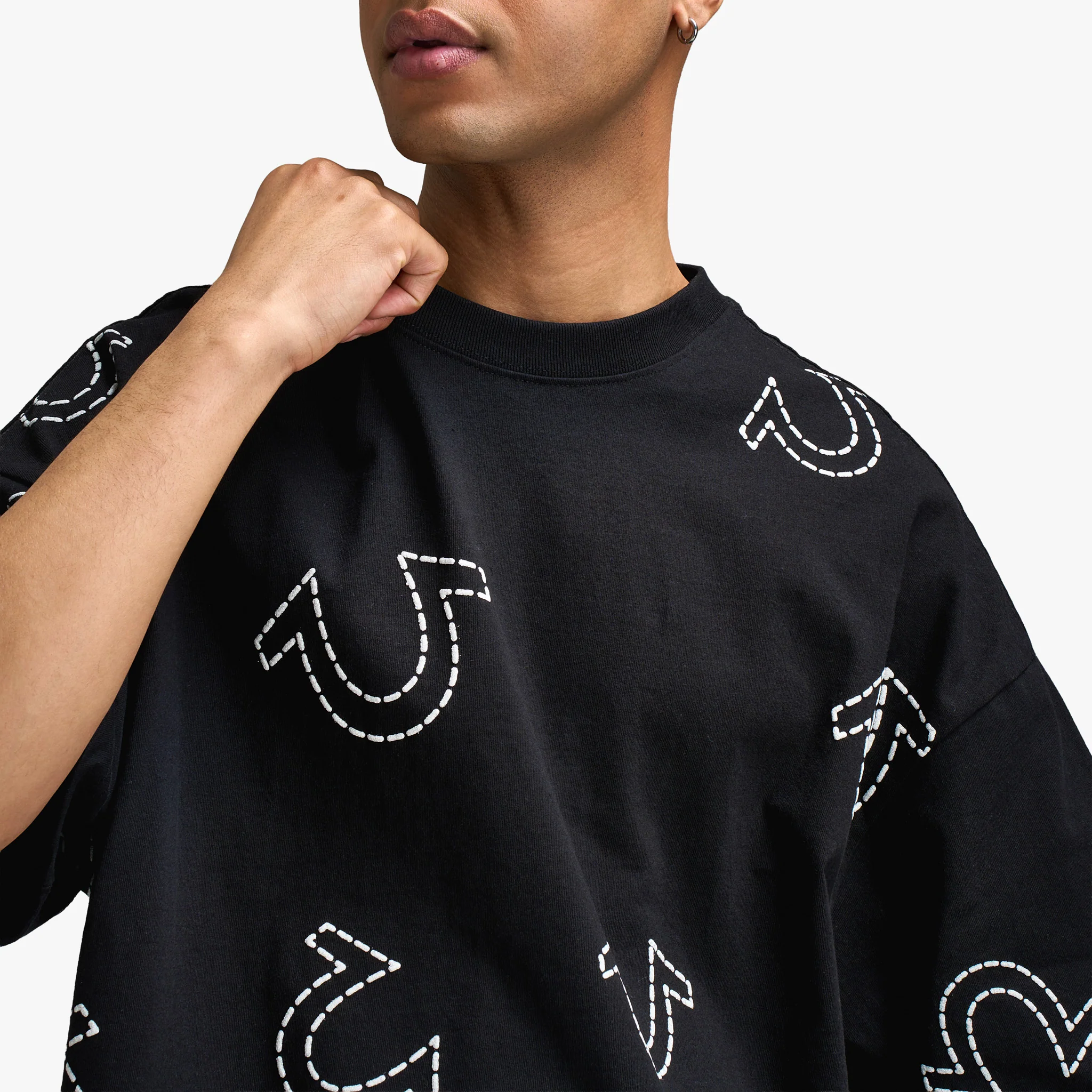 True Religion SS HS PRINT OVERSIZED TEE Jet Black - Image 3