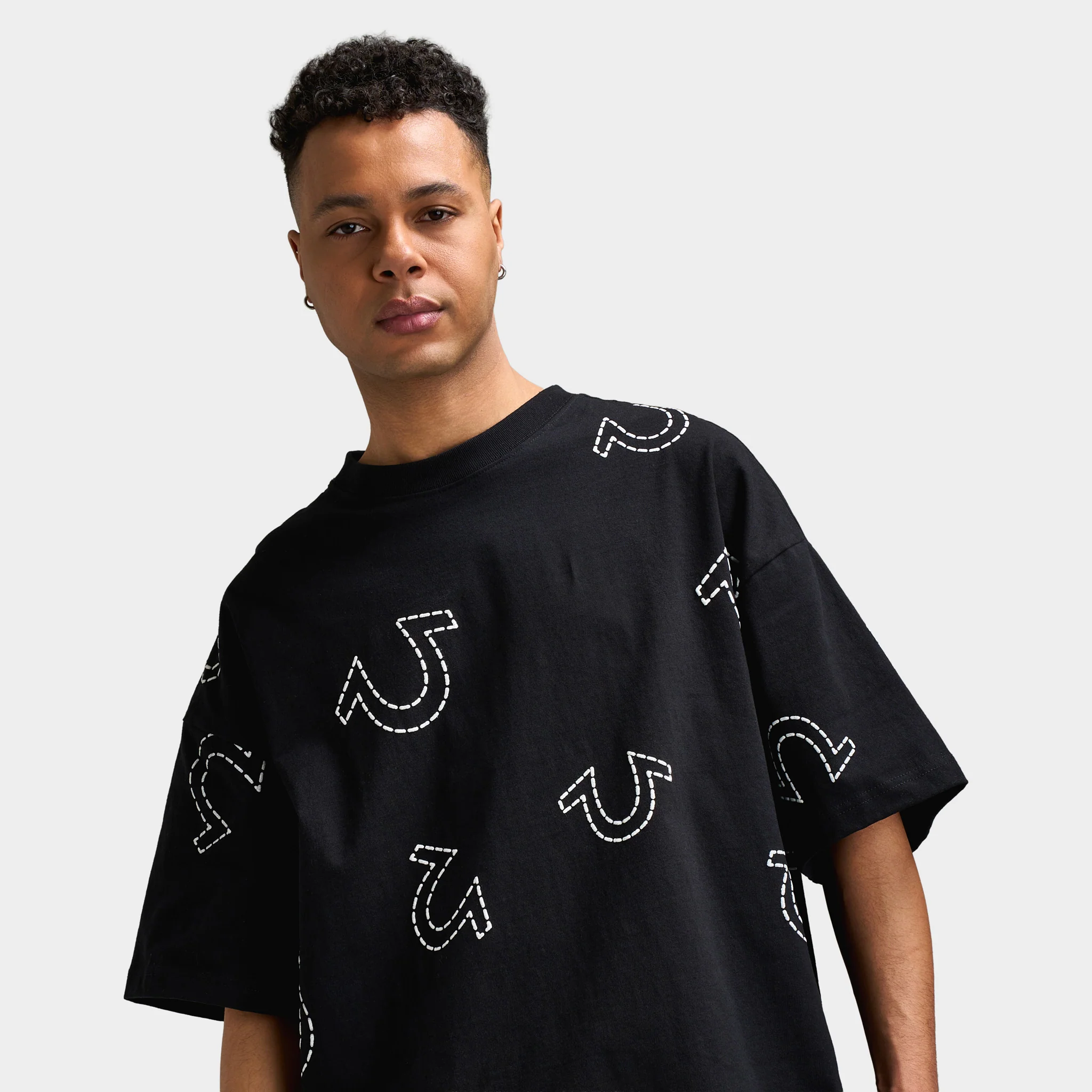 True Religion SS HS PRINT OVERSIZED TEE Jet Black - Image 4