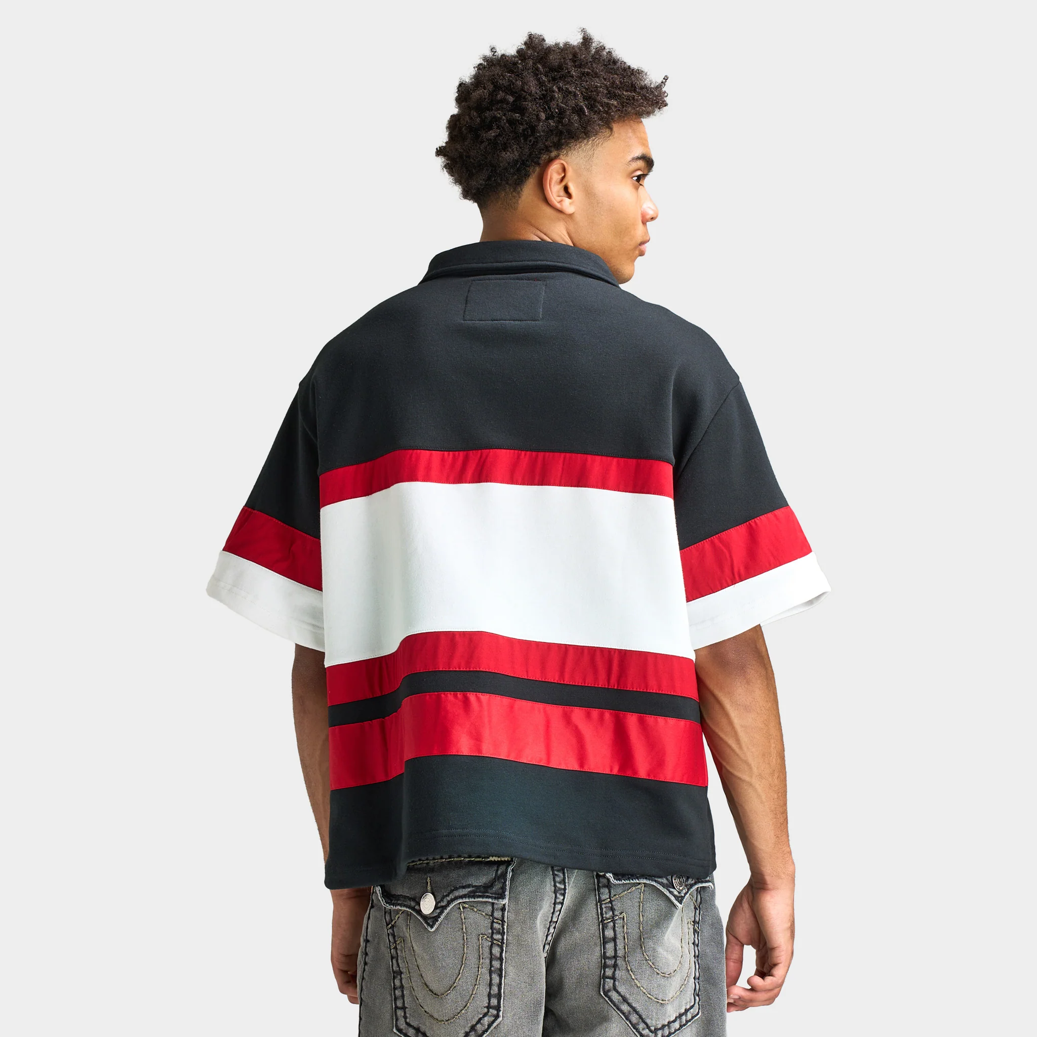 True Religion SS Relaxed Rugby Polo Red / White - Black - Image 2
