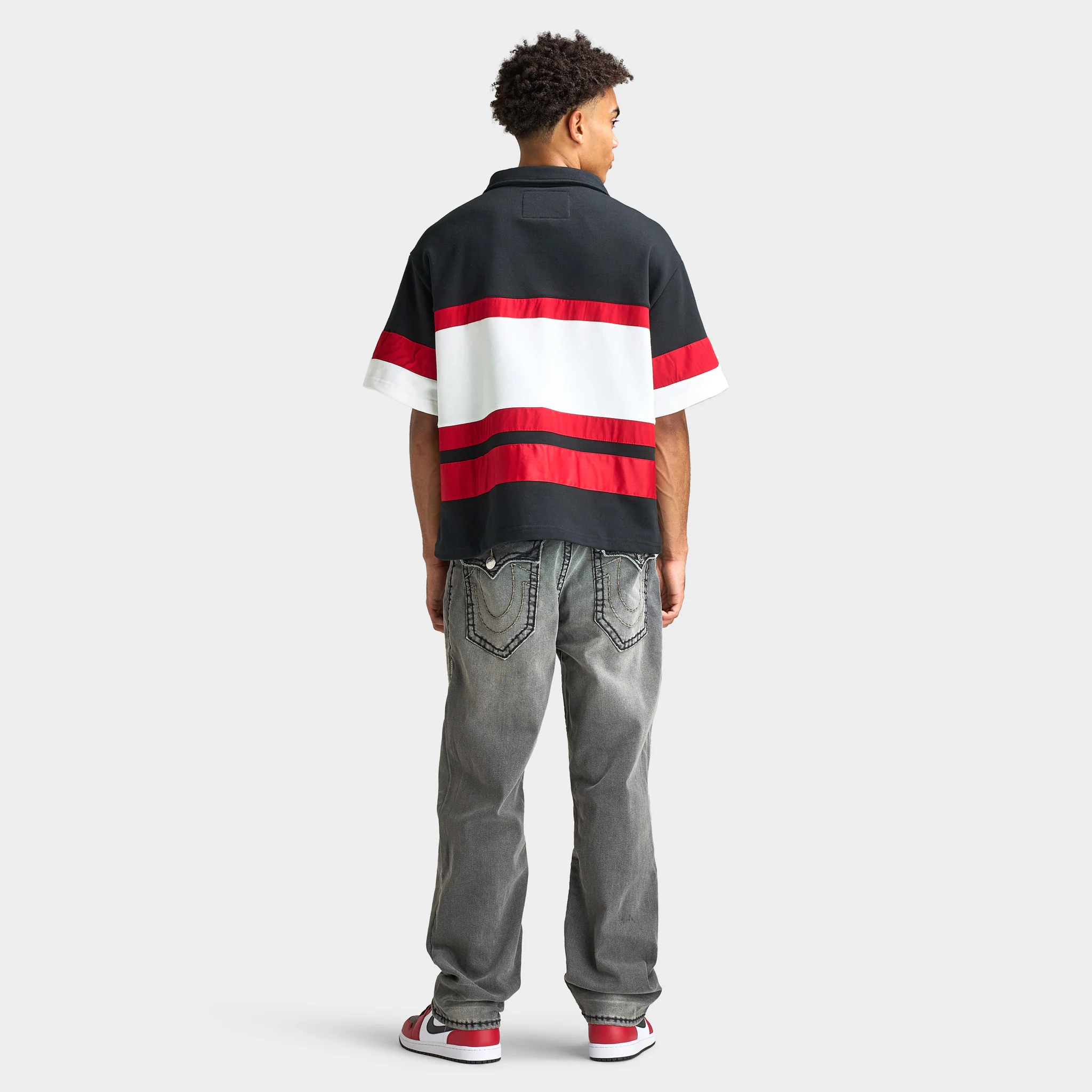 True Religion SS Relaxed Rugby Polo Red / White - Black - Image 6