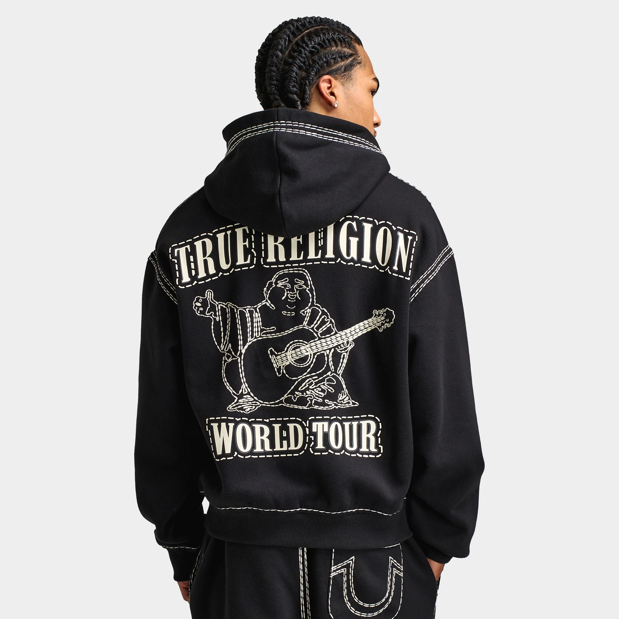 True Religion Super Quad Stitch Zip Up Hoodie / Black - Image 3