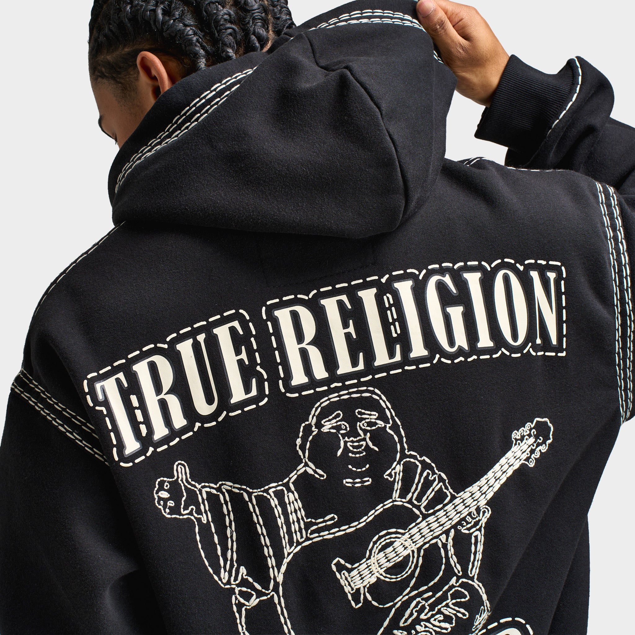 True Religion Super Quad Stitch Zip Up Hoodie / Black - Image 6