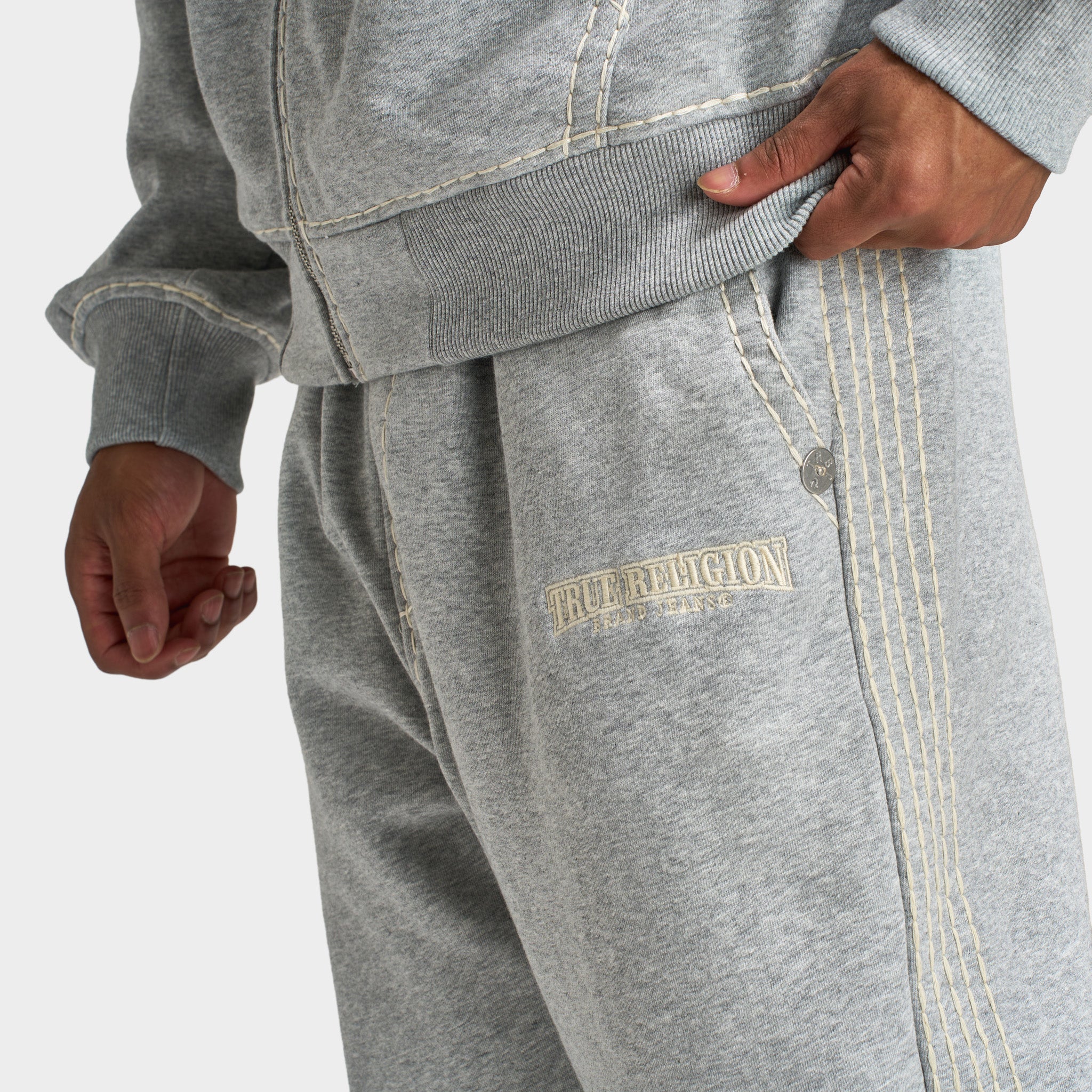 True Religion Super T Baggy Sweats / Heather Grey - Image 3