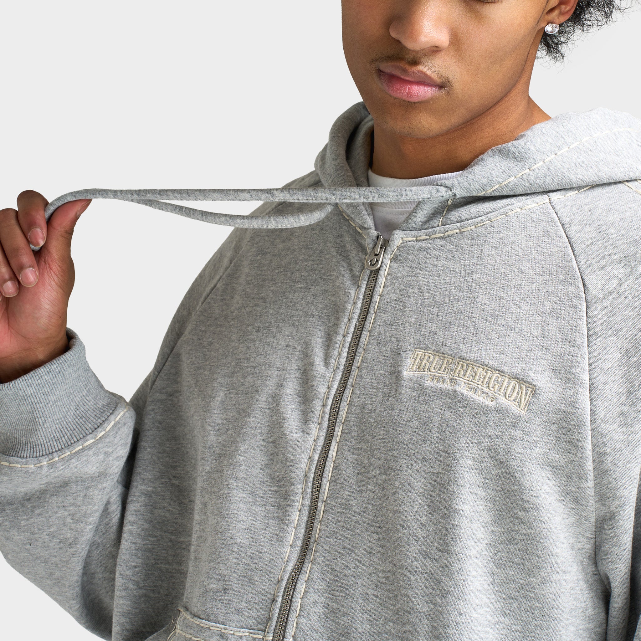 True Religion Super T Cinched Zip Up / Heather Grey - Image 3