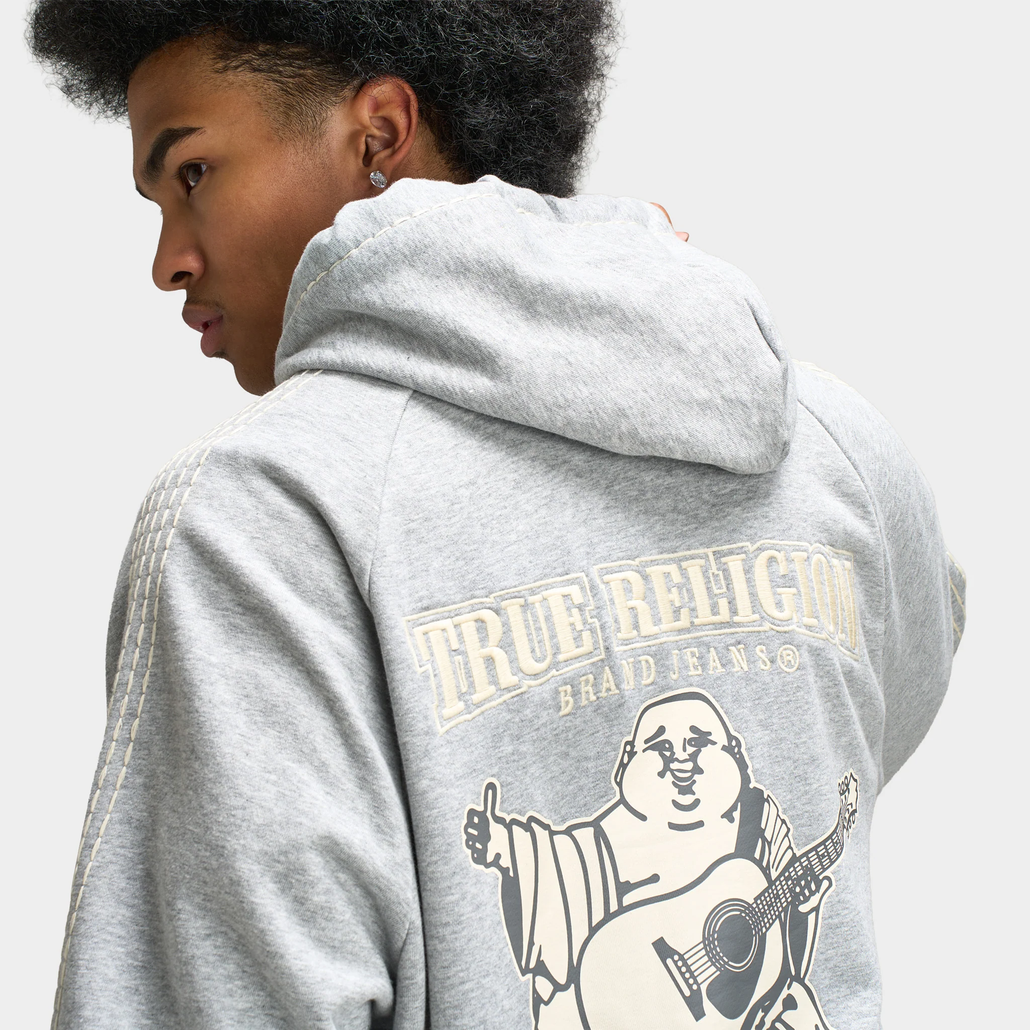 True Religion Super T Cinched Zip Up / Heather Grey - Image 4