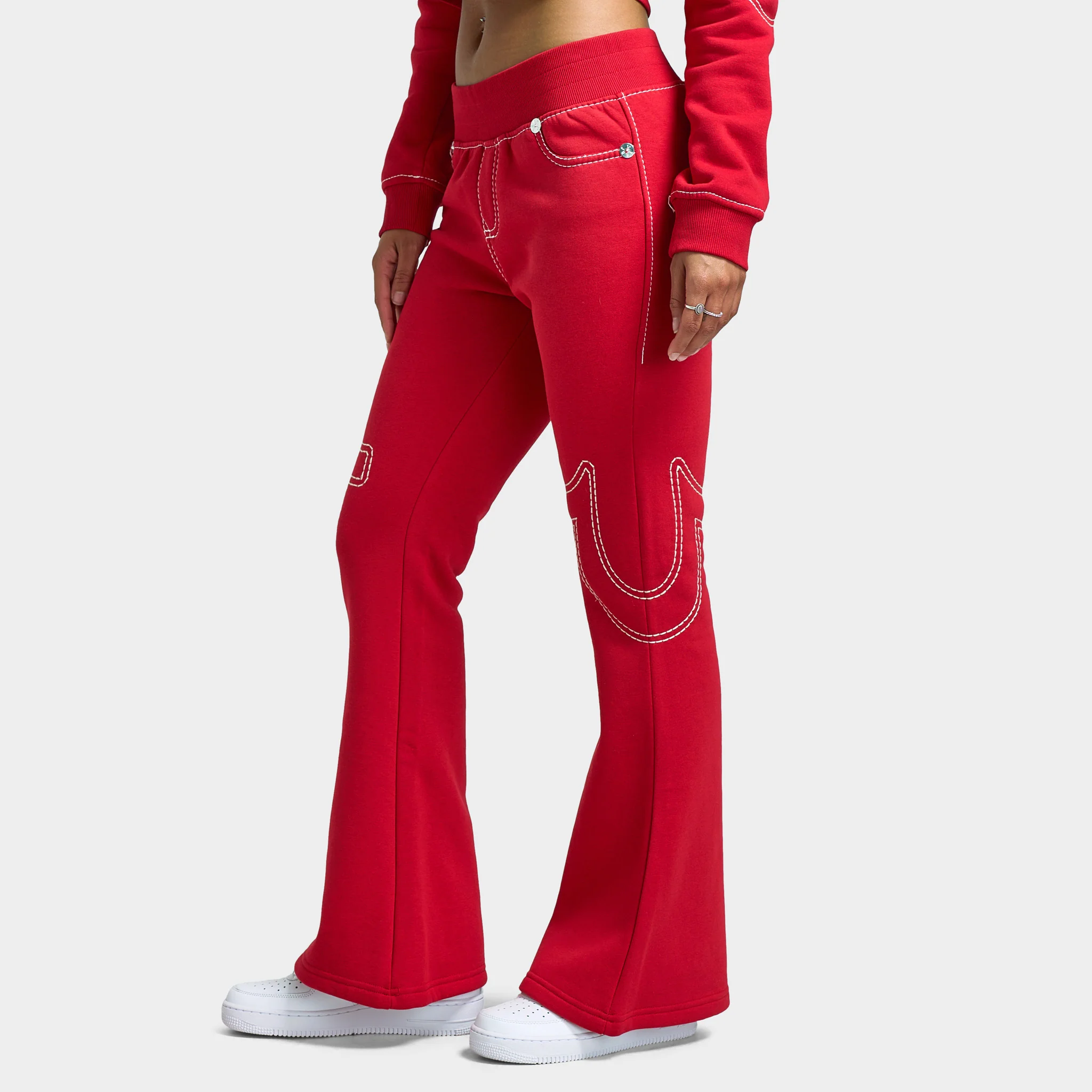 True Religion Women's Anniversary Big T Flare Pants / Scarlet Sage - Image 3