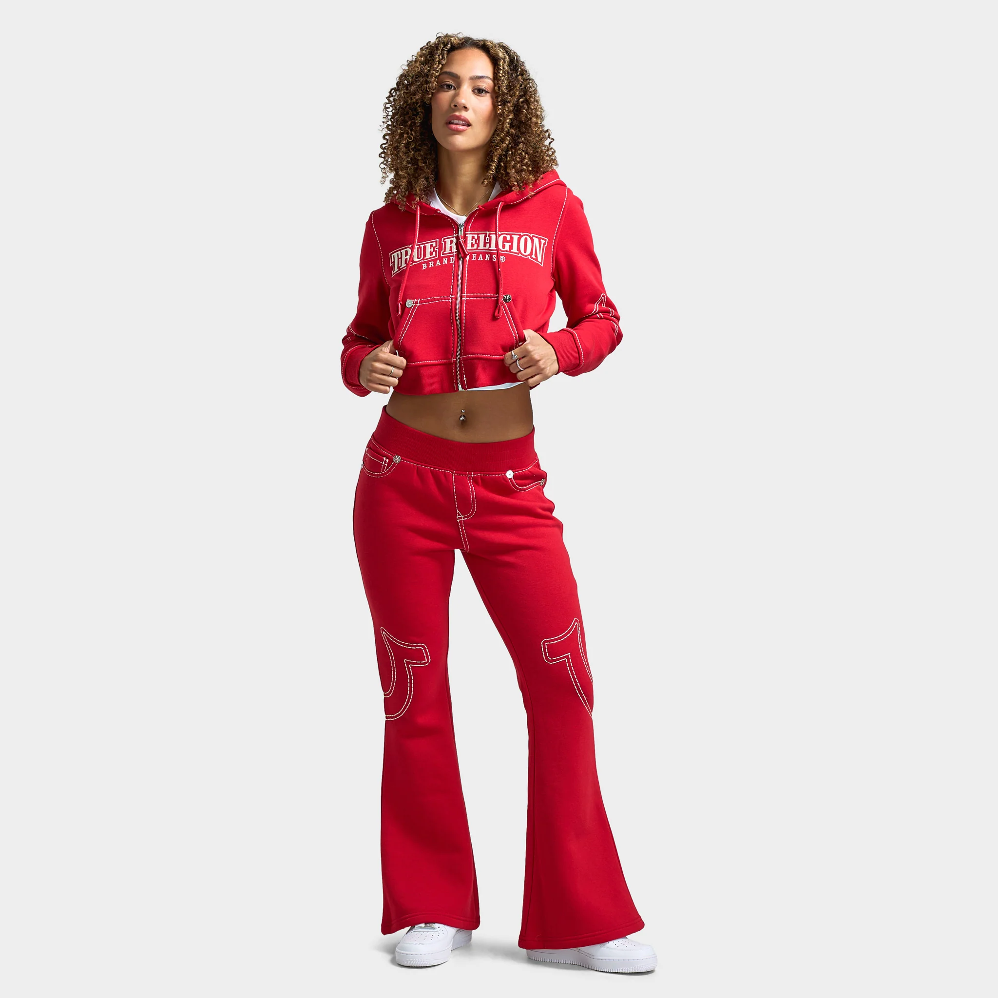 True Religion Women's Anniversary Big T Flare Pants / Scarlet Sage - Image 6