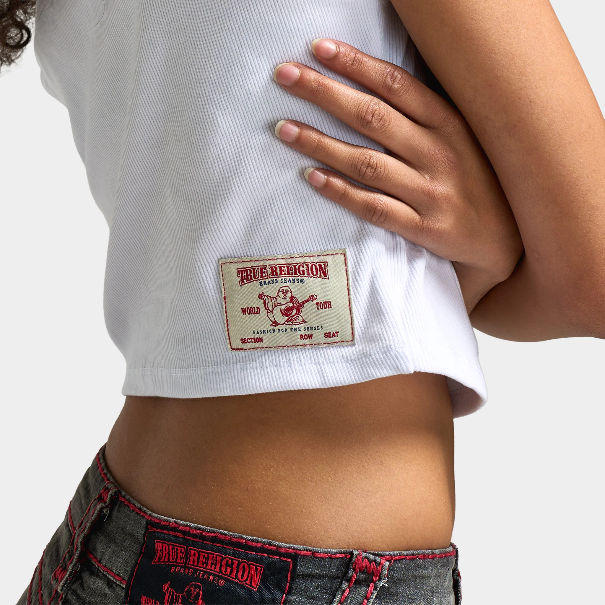 True Religion Women's Anniversary Notched Rib Tee / White - Image 4