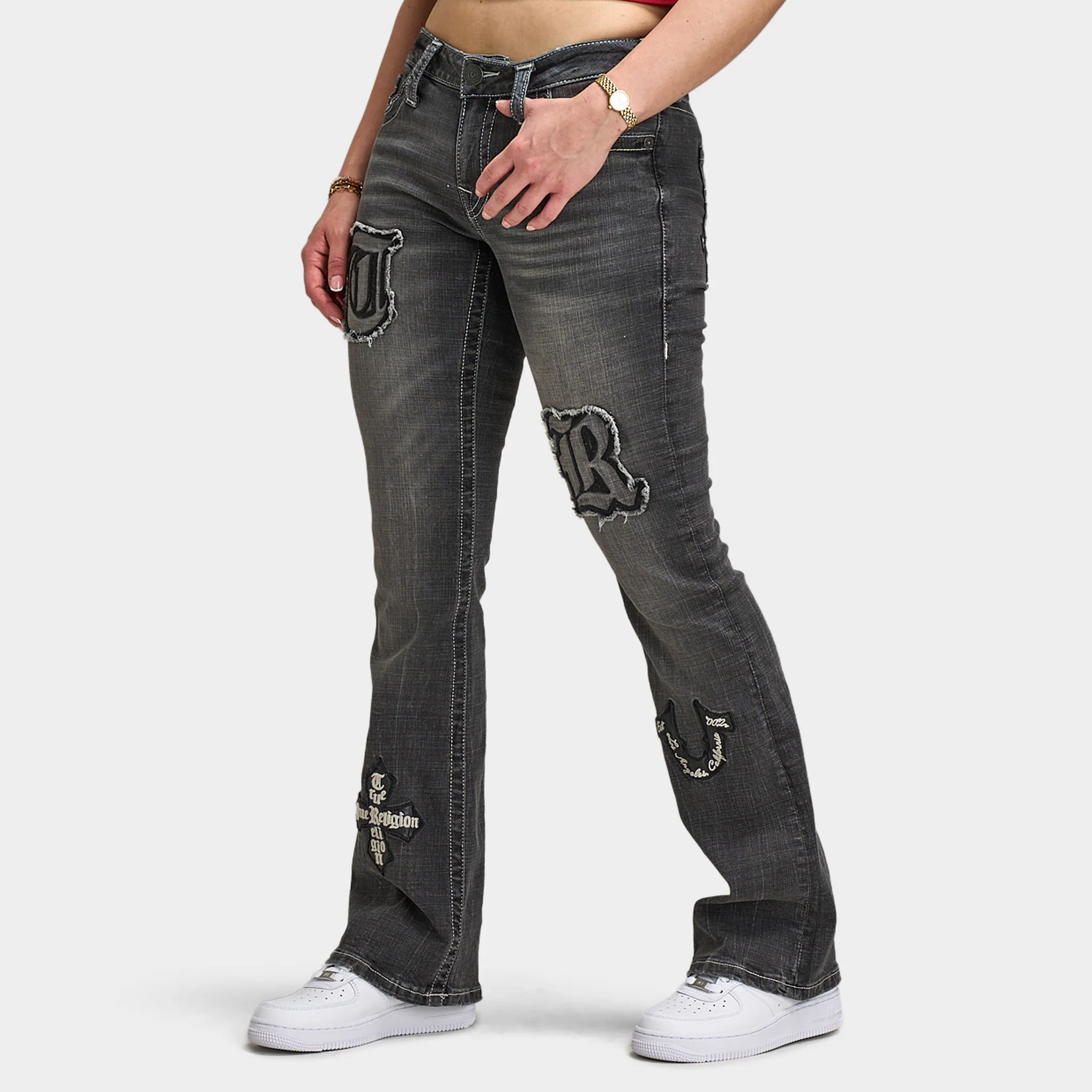 True Religion Women's Applique Becca Mid Rise Bootcut / Lush Glow - Image 2