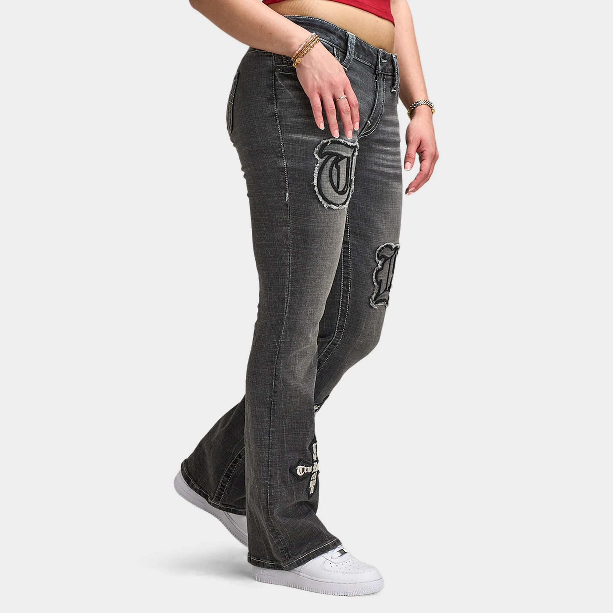 True Religion Women's Applique Becca Mid Rise Bootcut / Lush Glow - Image 3