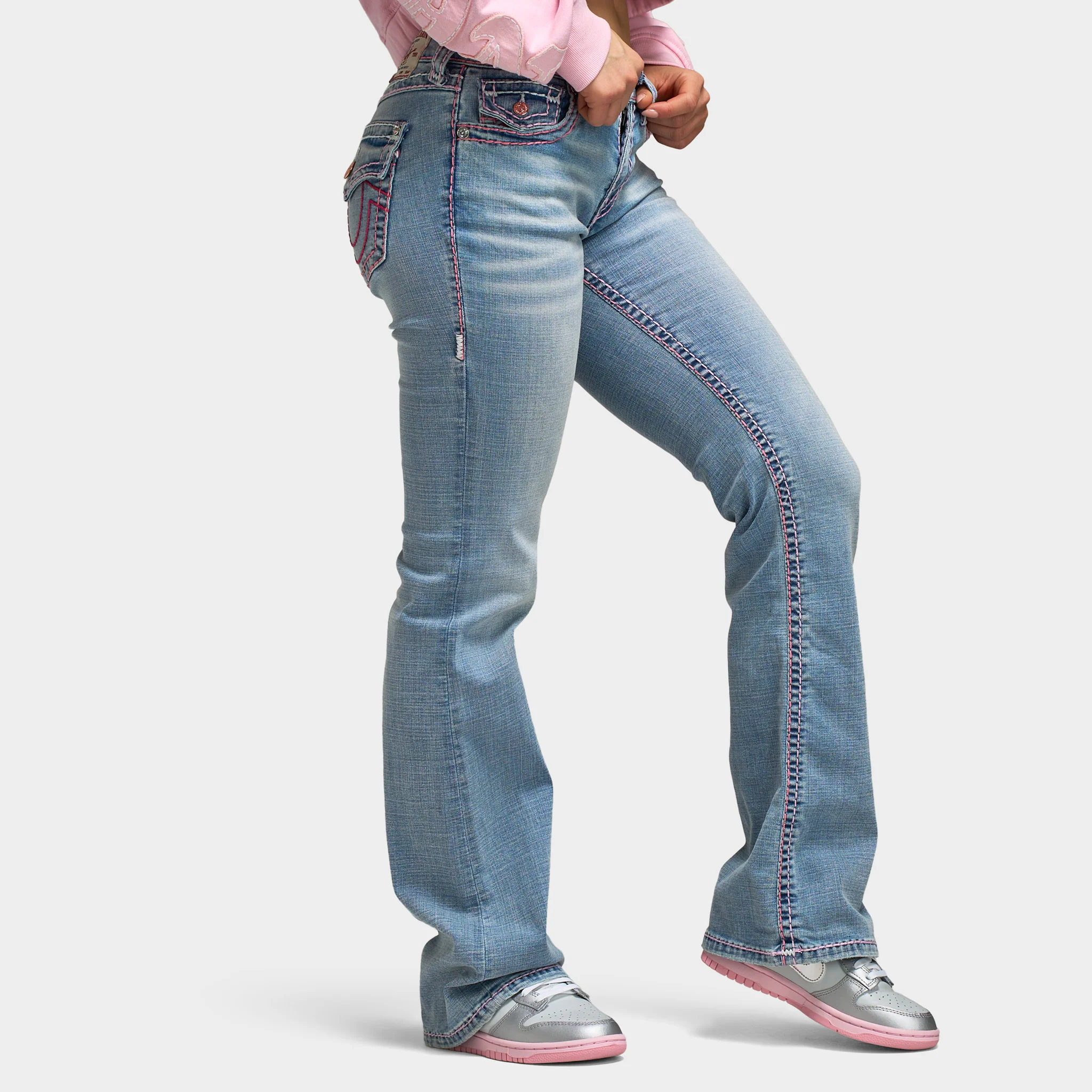 True Religion Women's Becca Mid Rise Bootcut Super T Flap / Champagne Glow - Image 5