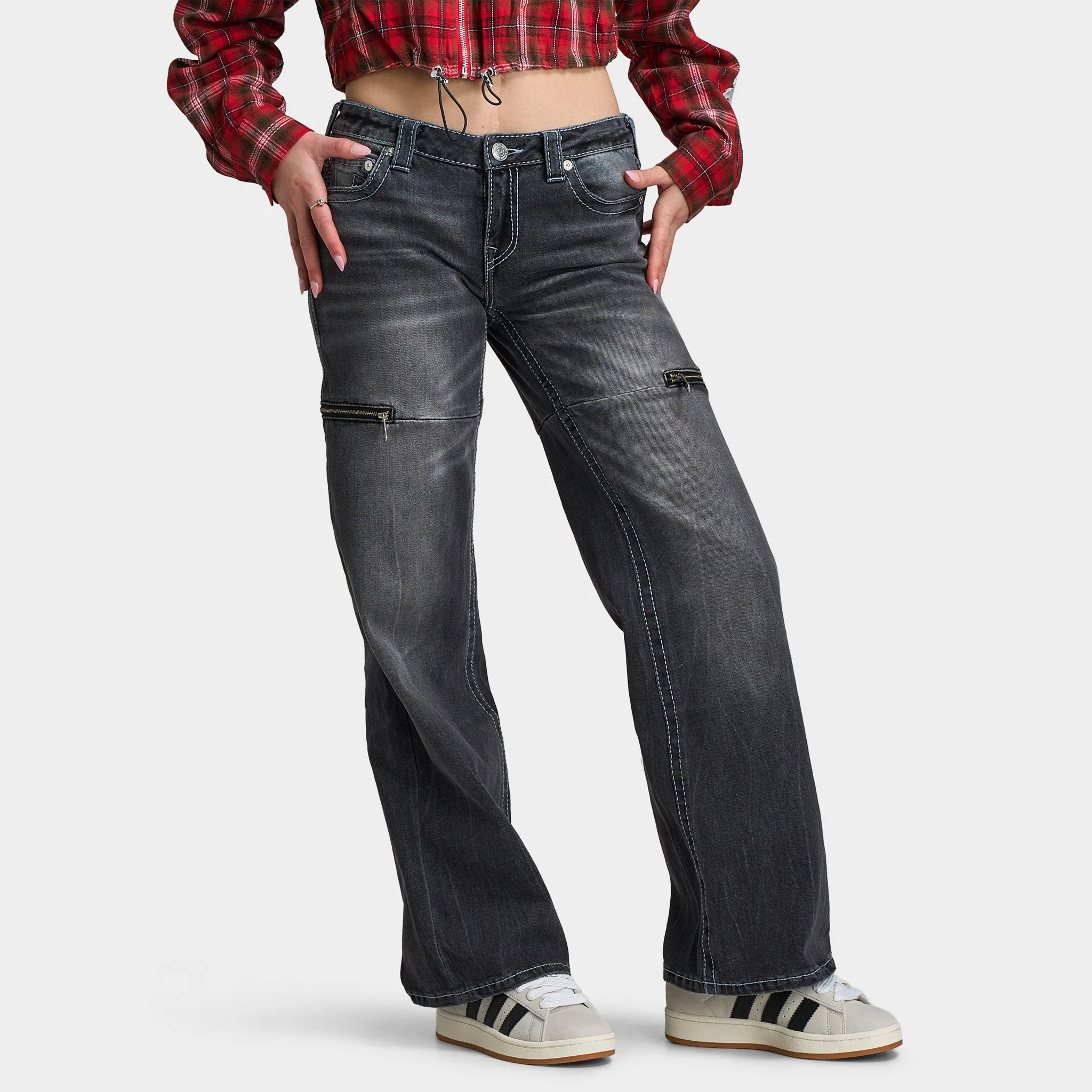 True Religion Women's Bobbi Low Rise Baggy Big T / Moonlight Tide - Image 4