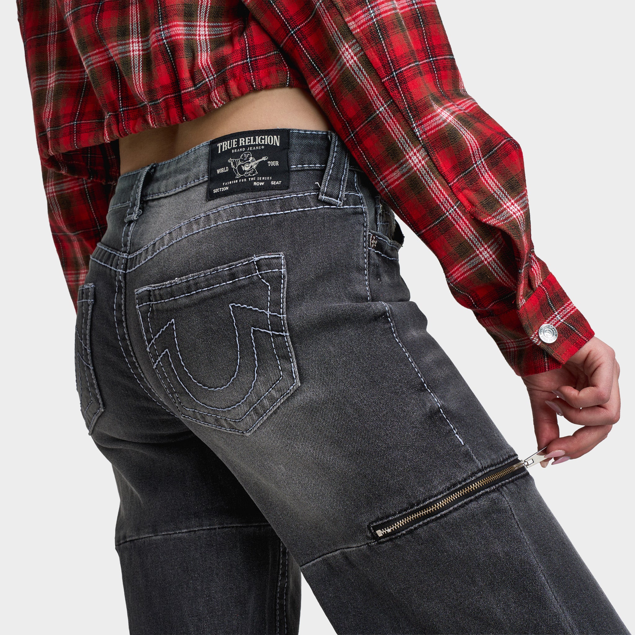 True Religion Women's Bobbi Low Rise Baggy Big T / Moonlight Tide - Image 5
